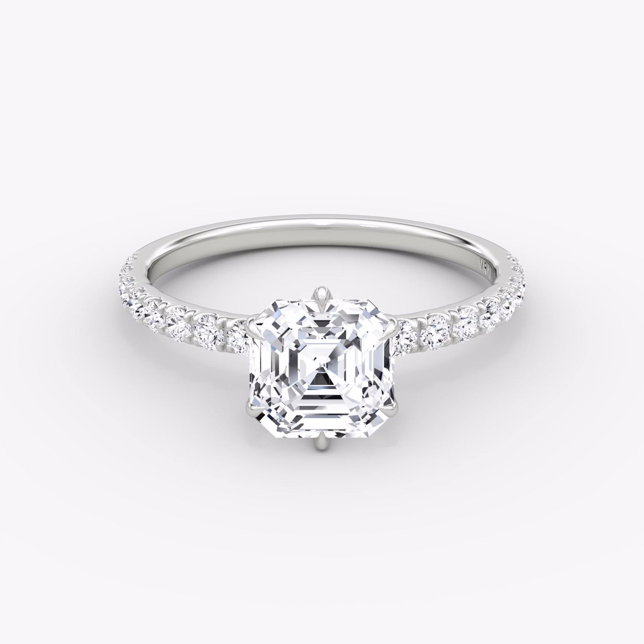 V | Asscher | 18k | Weißgold | bandAccent: Mit Pavé-Besatz | diamondOrientation: vertical | caratWeight: other