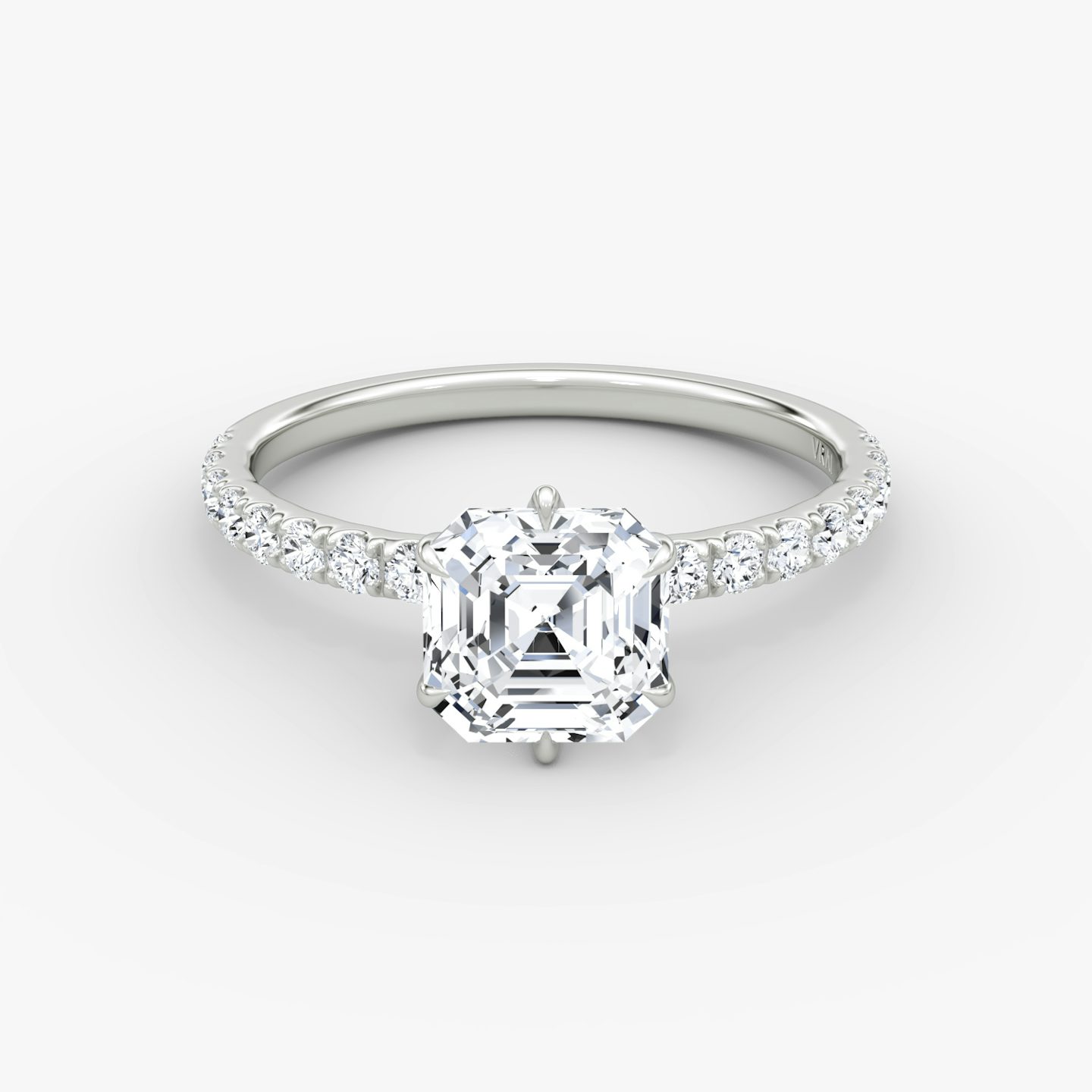V | Asscher | Platino | bandAccent: Pavé | diamondOrientation: vertical | caratWeight: other