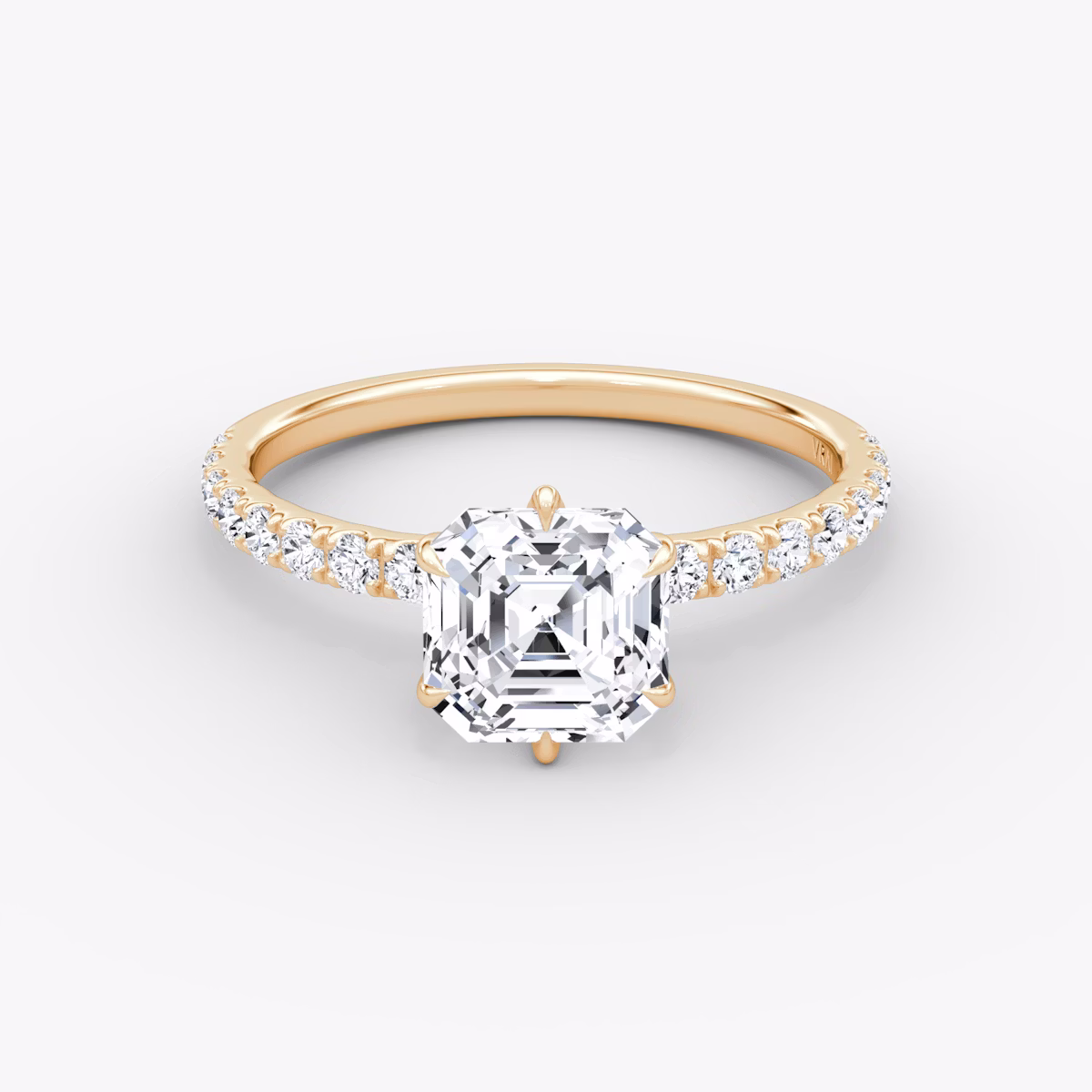 V | Asscher | 14k | Oro rosa | bandAccent: Pavé | diamondOrientation: vertical | caratWeight: other