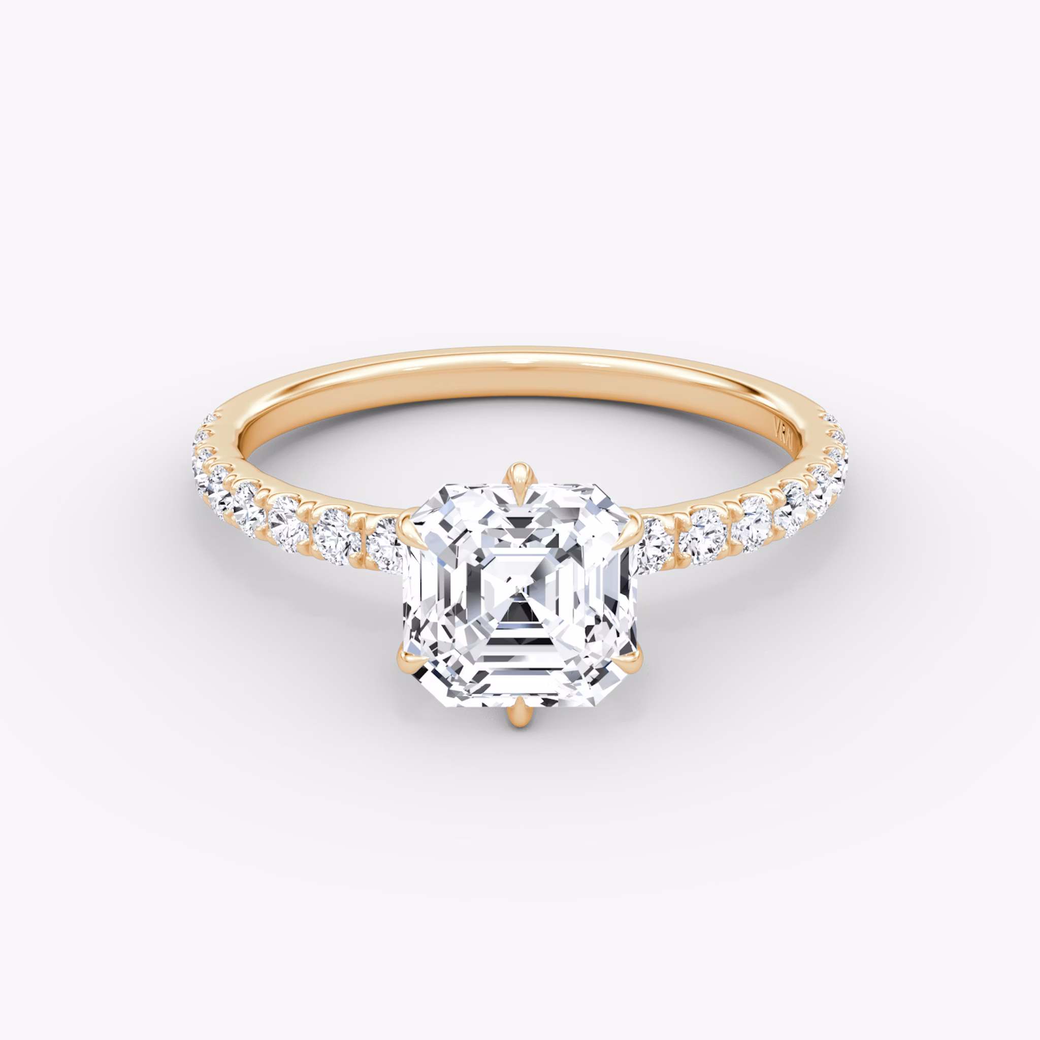 V | Asscher | 14k | Roségold | bandAccent: Mit Pavé-Besatz | diamondOrientation: vertical | caratWeight: other