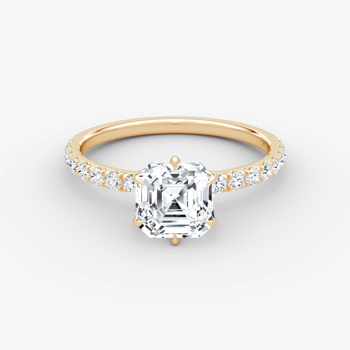 V | Asscher | 14k | Oro rosa | bandAccent: Pavé | diamondOrientation: vertical | caratWeight: other