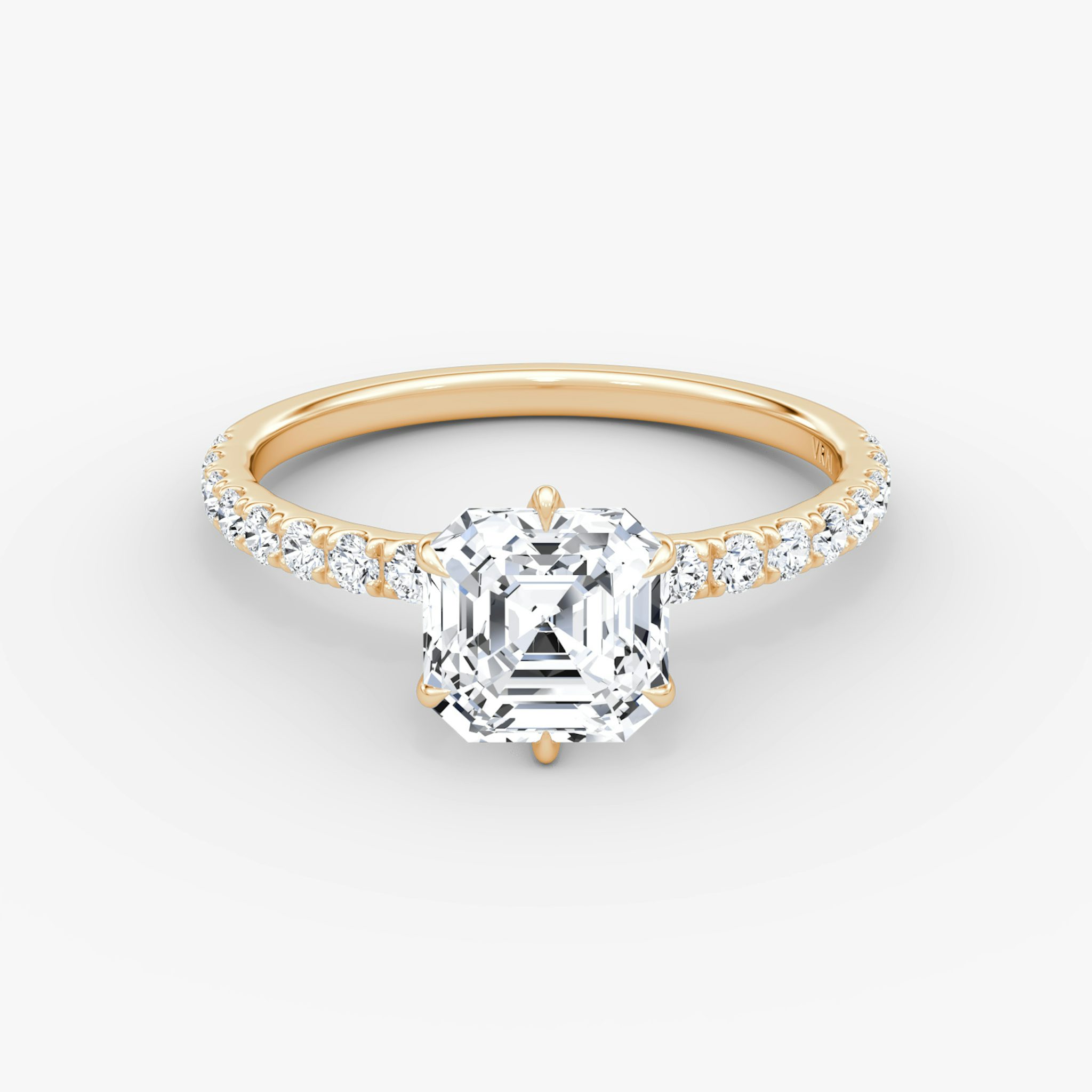 V | Asscher | 14k | Roségold | bandAccent: Mit Pavé-Besatz | diamondOrientation: vertical | caratWeight: other