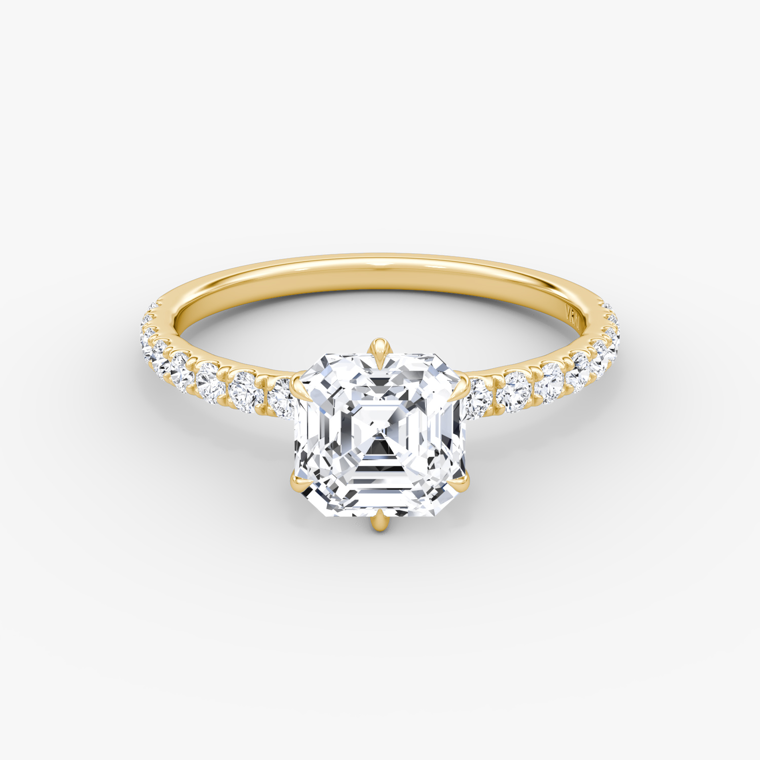 V | Asscher | 18k | Oro amarillo | bandAccent: Pavé | diamondOrientation: vertical | caratWeight: other