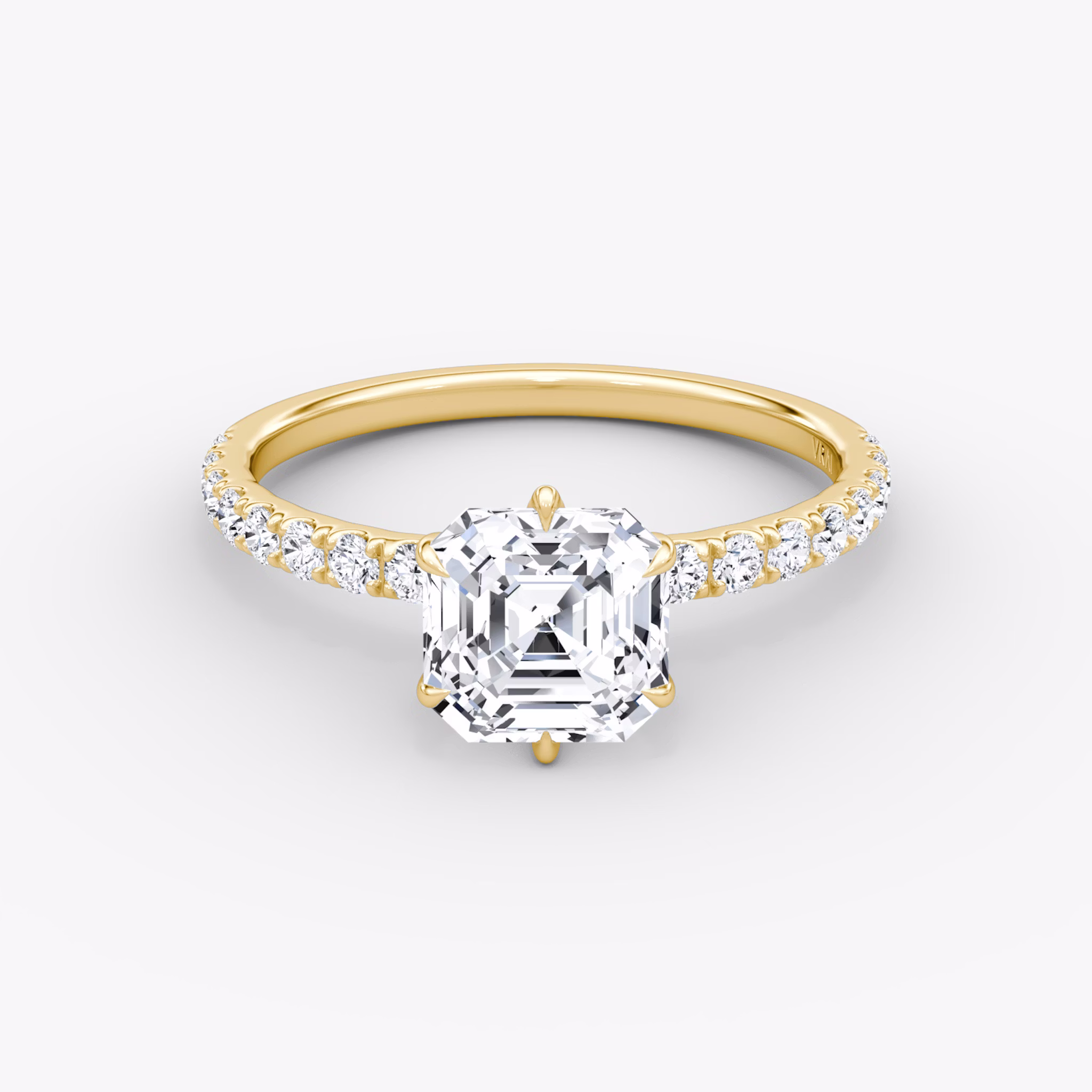V | Asscher | 18k | Gelbgold | bandAccent: Mit Pavé-Besatz | diamondOrientation: vertical | caratWeight: other