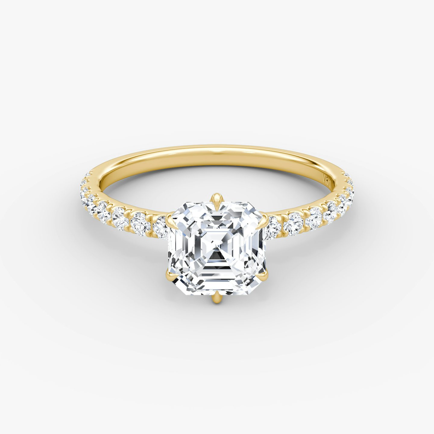V | Asscher | 18k | Oro amarillo | bandAccent: Pavé | diamondOrientation: vertical | caratWeight: other