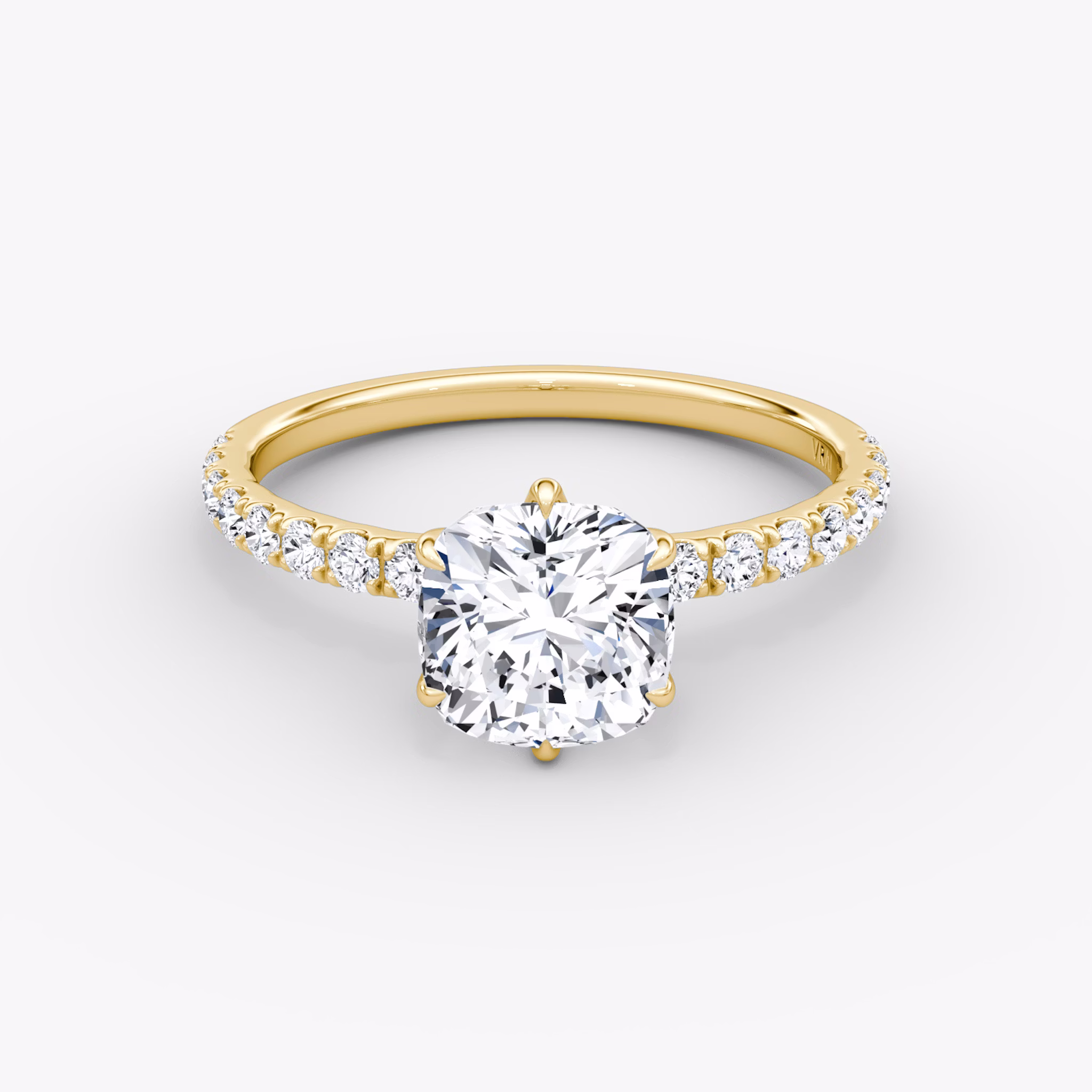 V | Cushion | 18k | Gelbgold | bandAccent: Mit Pavé-Besatz | diamondOrientation: vertical | caratWeight: other