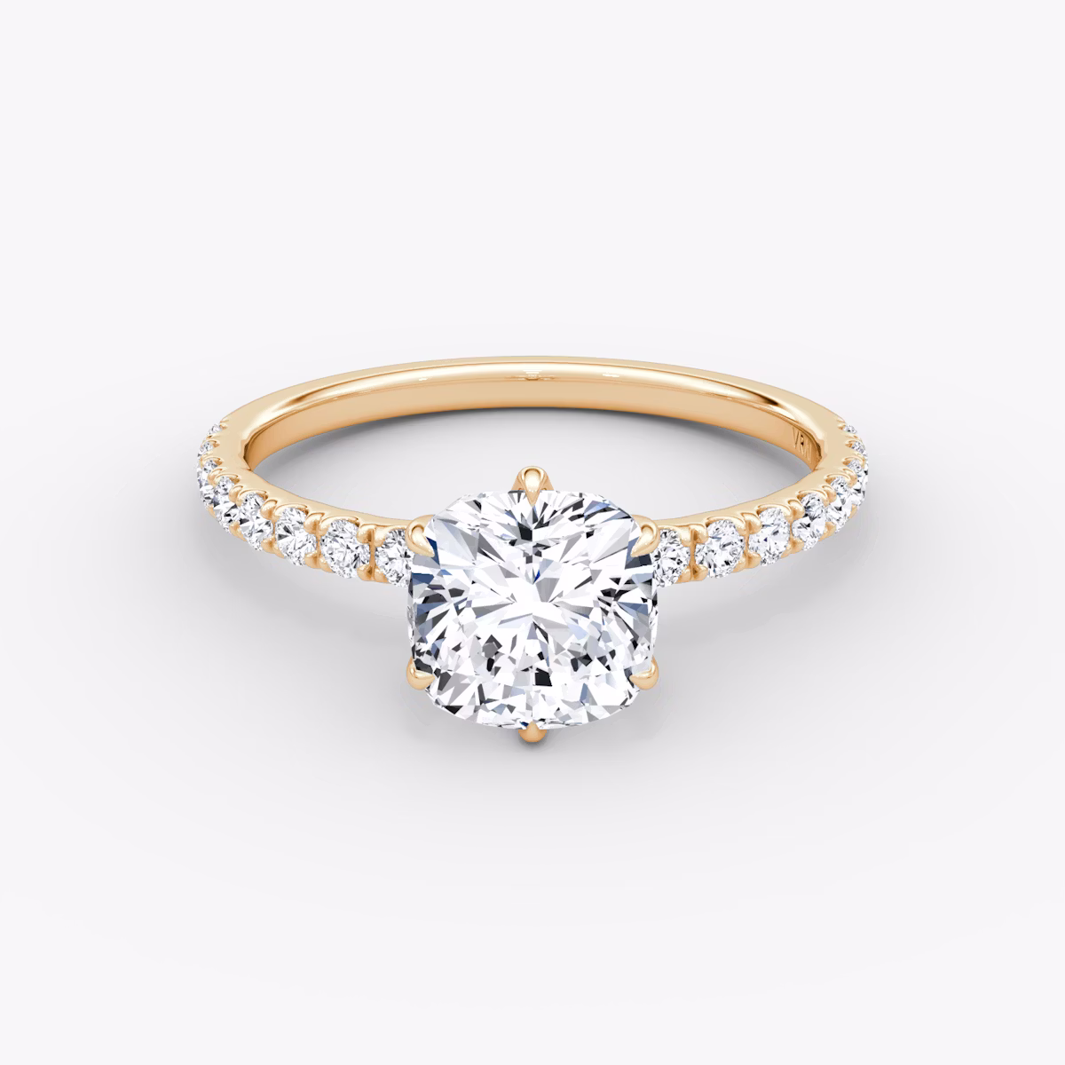 V | Cushion | 14k | Roségold | bandAccent: Mit Pavé-Besatz | diamondOrientation: vertical | caratWeight: other