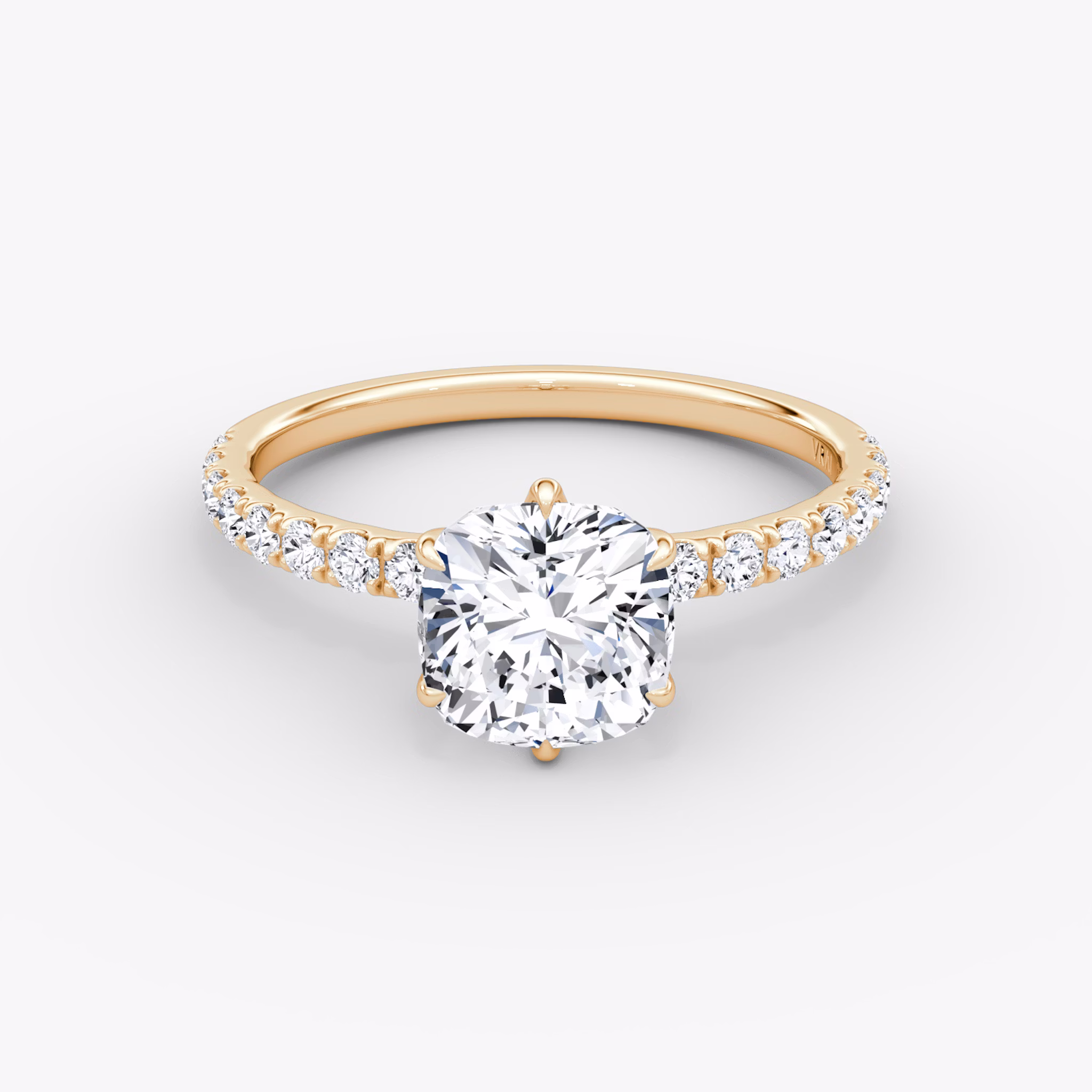 V | Cushion | 14k | Roségold | bandAccent: Mit Pavé-Besatz | diamondOrientation: vertical | caratWeight: other