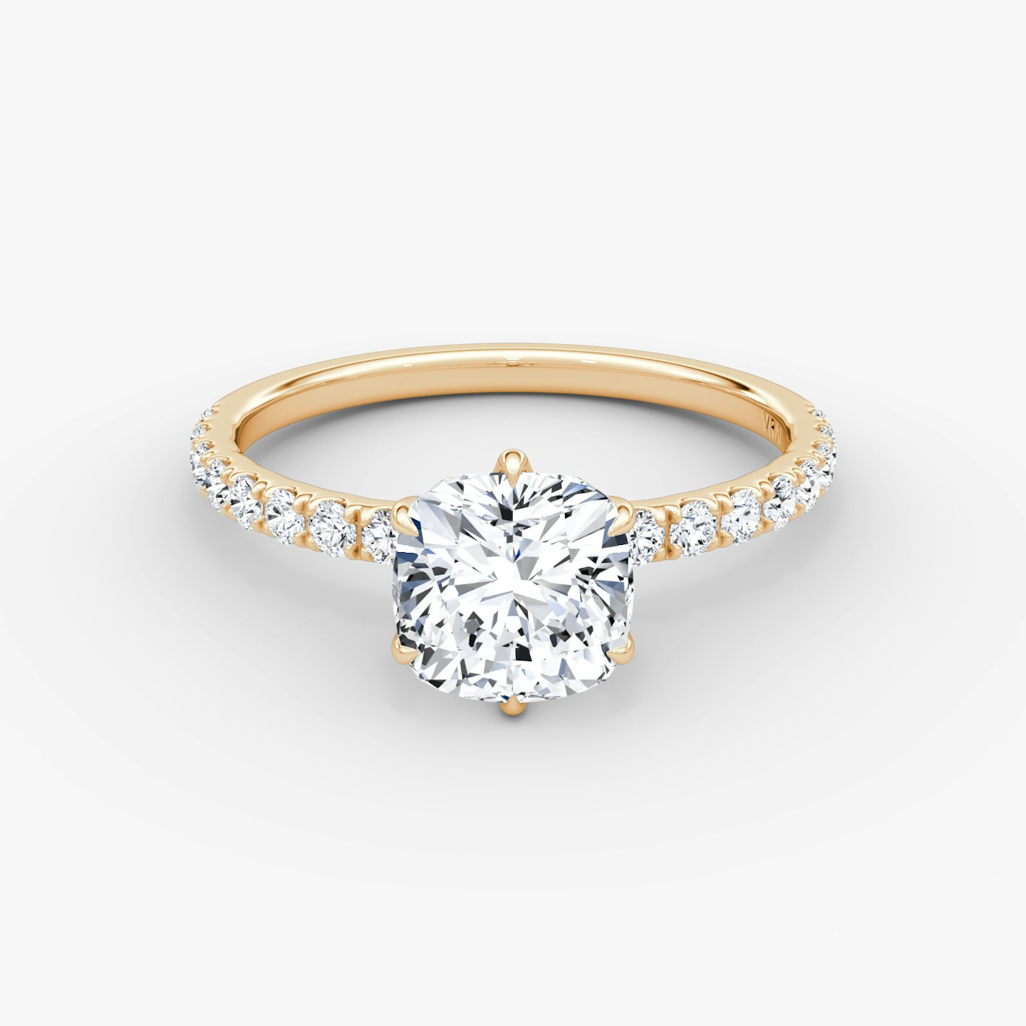 V | Cushion | 14k | Roségold | bandAccent: Mit Pavé-Besatz | diamondOrientation: vertical | caratWeight: other