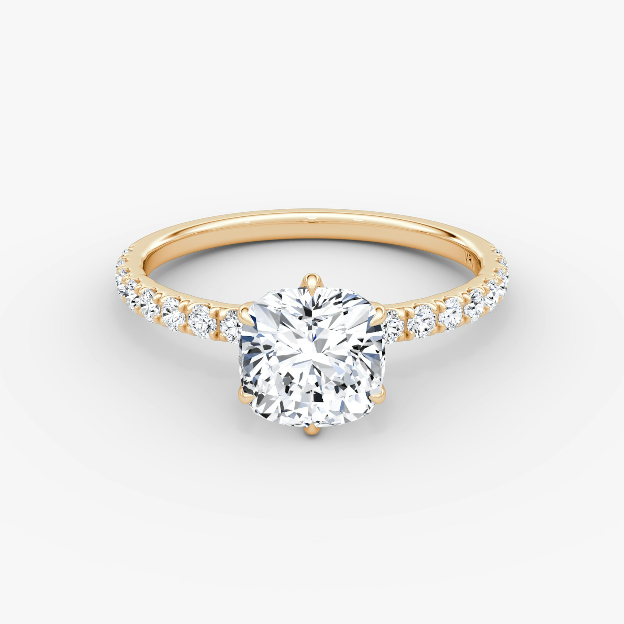 V | Cushion | 14k | Roségold | bandAccent: Mit Pavé-Besatz | diamondOrientation: vertical | caratWeight: other
