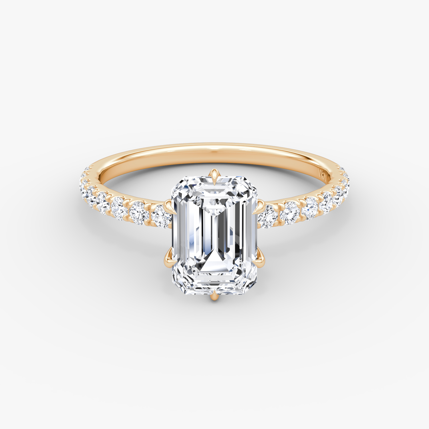 V | Esmeralda | 14k | Oro rosa | bandAccent: Pavé | diamondOrientation: vertical | caratWeight: other