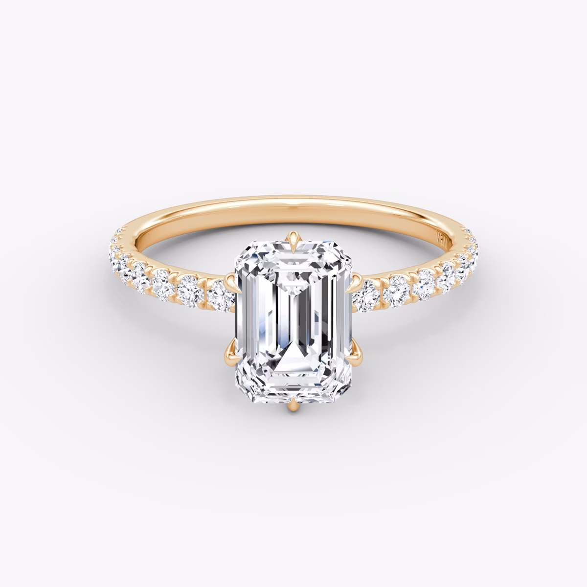 V | Esmeralda | 14k | Oro rosa | bandAccent: Pavé | diamondOrientation: vertical | caratWeight: other