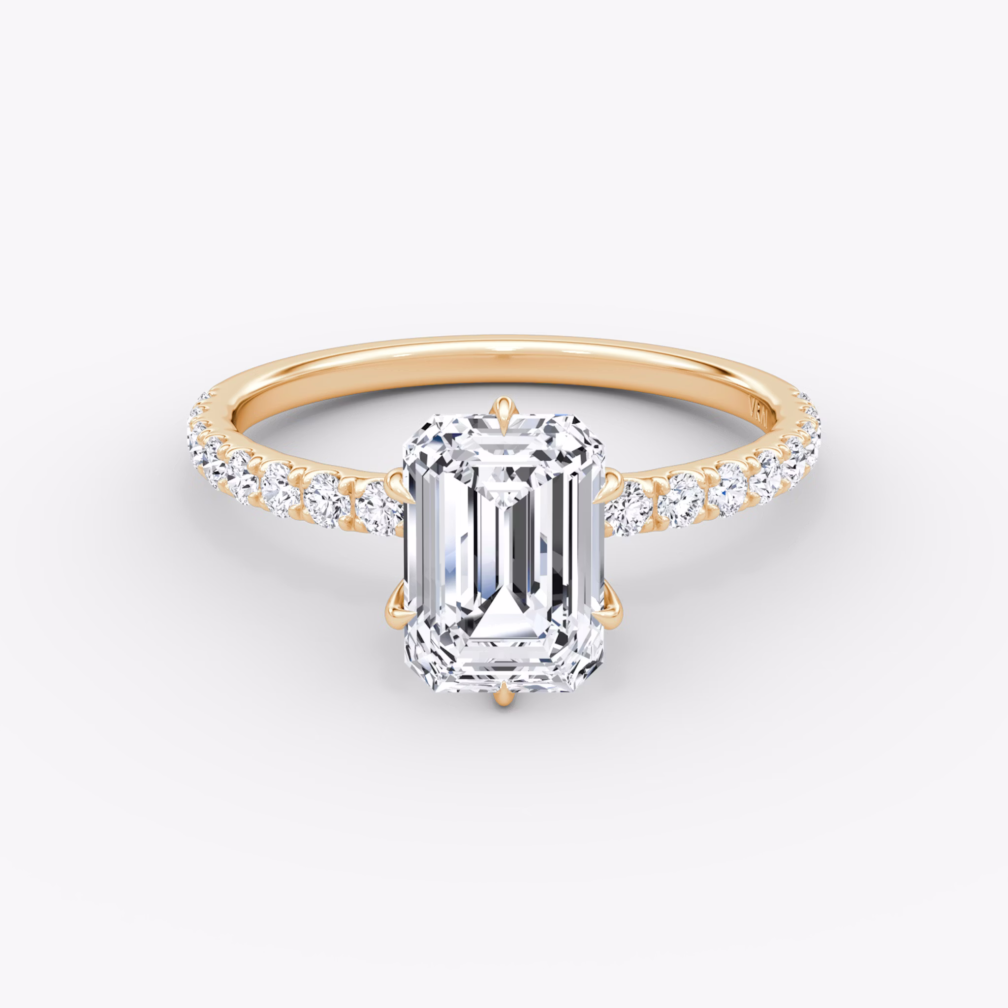 V | Esmeralda | 14k | Oro rosa | bandAccent: Pavé | diamondOrientation: vertical | caratWeight: other