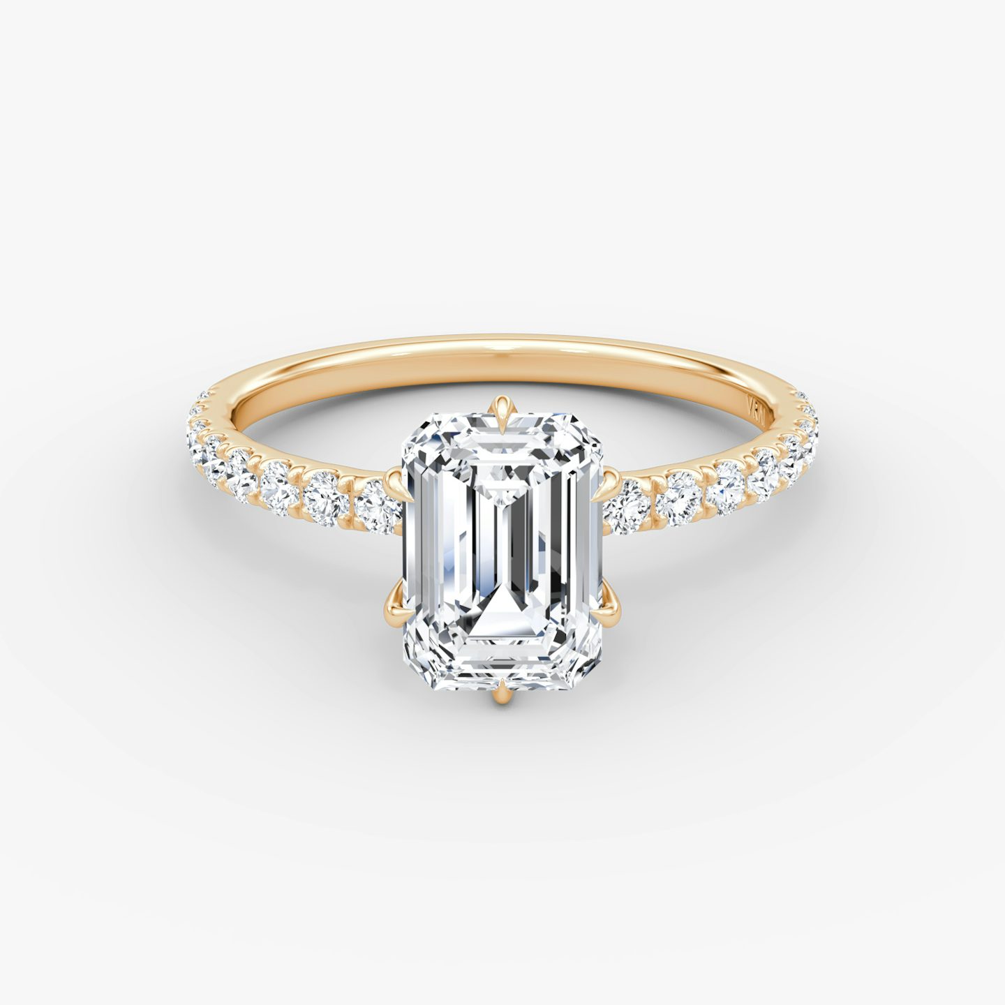 V | Esmeralda | 14k | Oro rosa | bandAccent: Pavé | diamondOrientation: vertical | caratWeight: other
