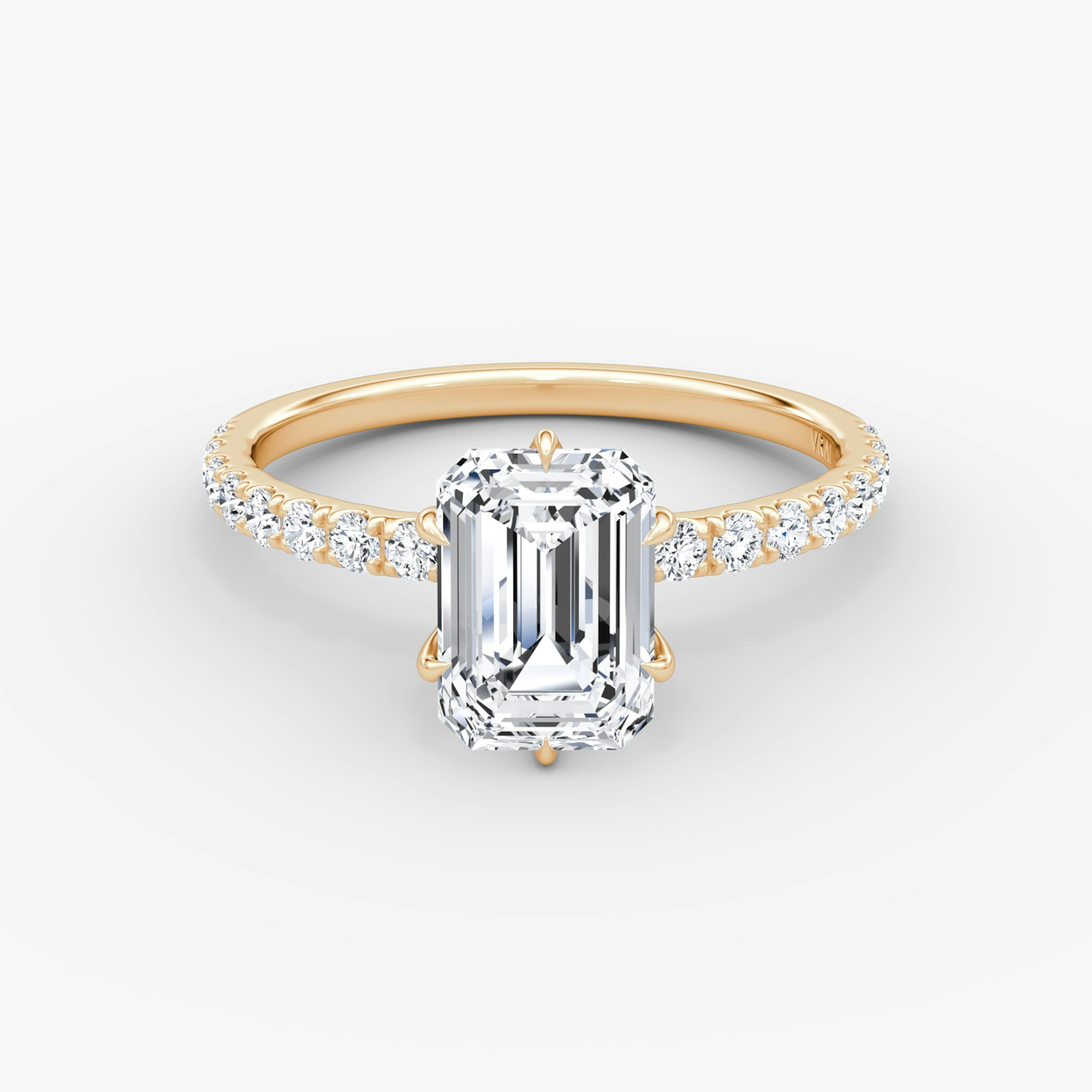 V | Esmeralda | 14k | Oro rosa | bandAccent: Pavé | diamondOrientation: vertical | caratWeight: other