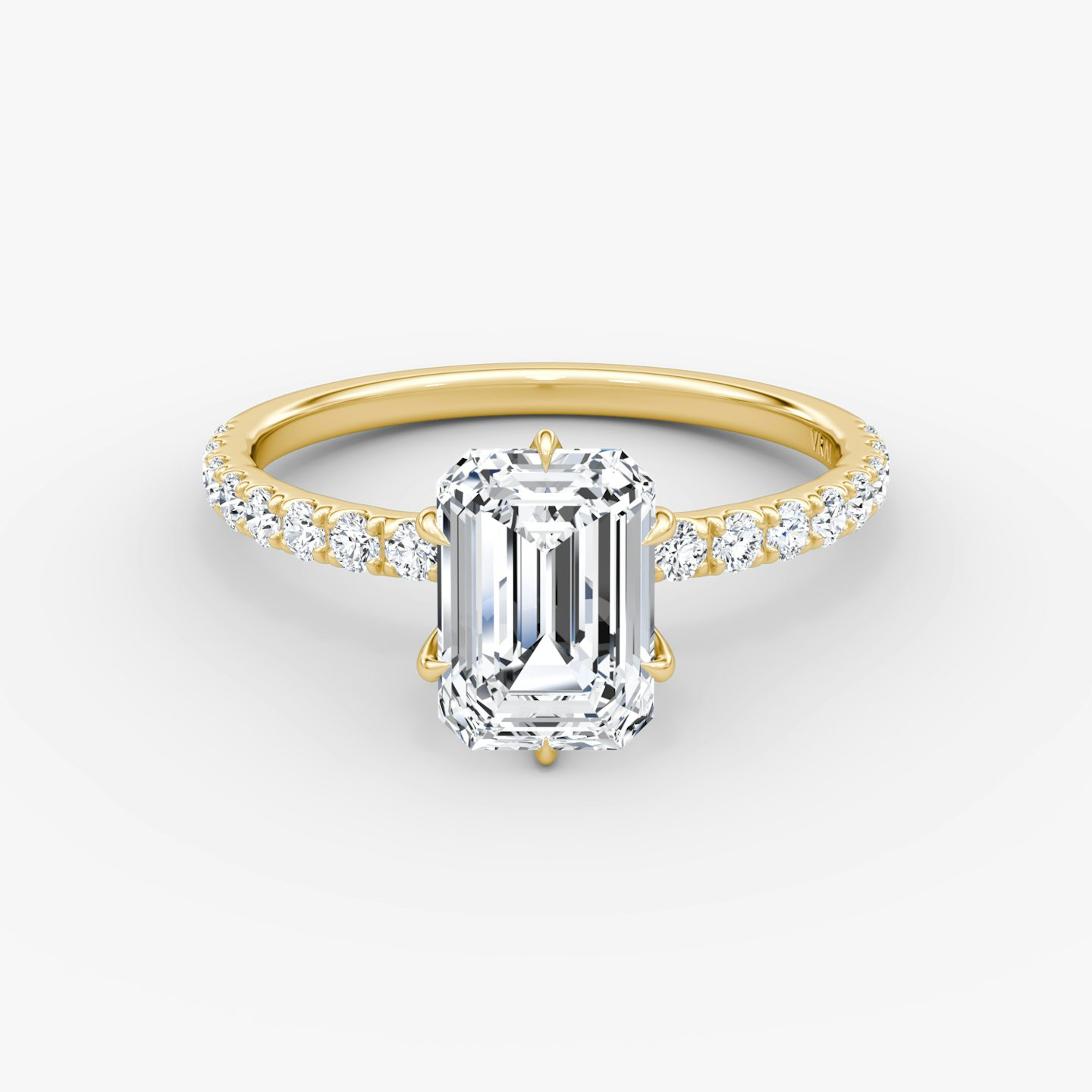 V | Esmeralda | 18k | Oro amarillo | bandAccent: Pavé | diamondOrientation: vertical | caratWeight: other