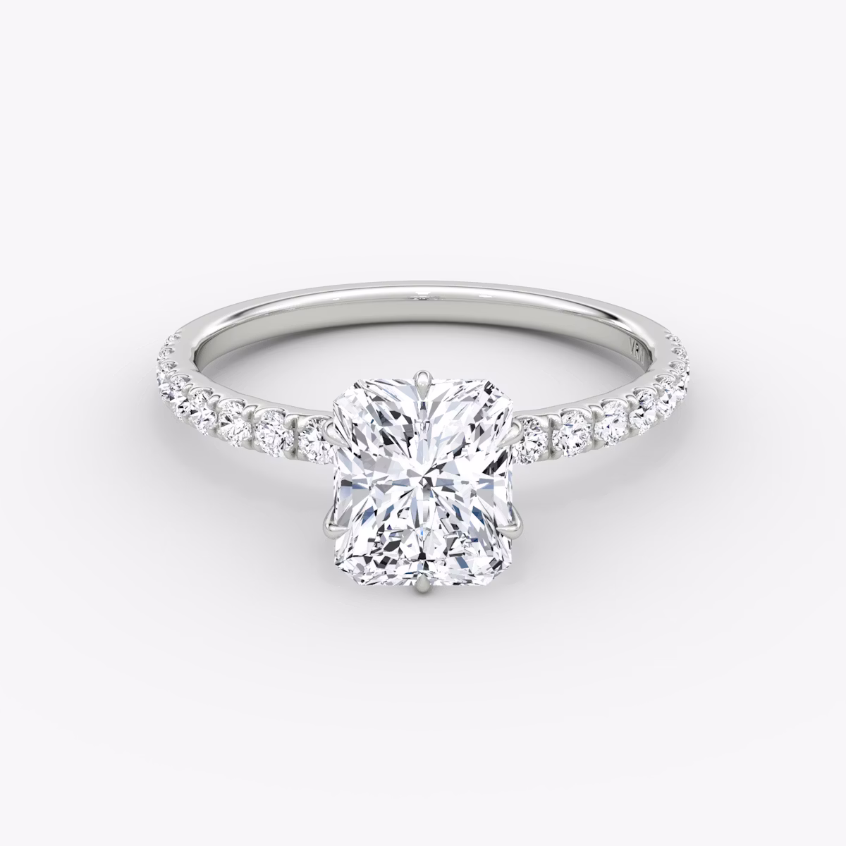V | Radiante | Platino | bandAccent: Pavé | diamondOrientation: vertical | caratWeight: other