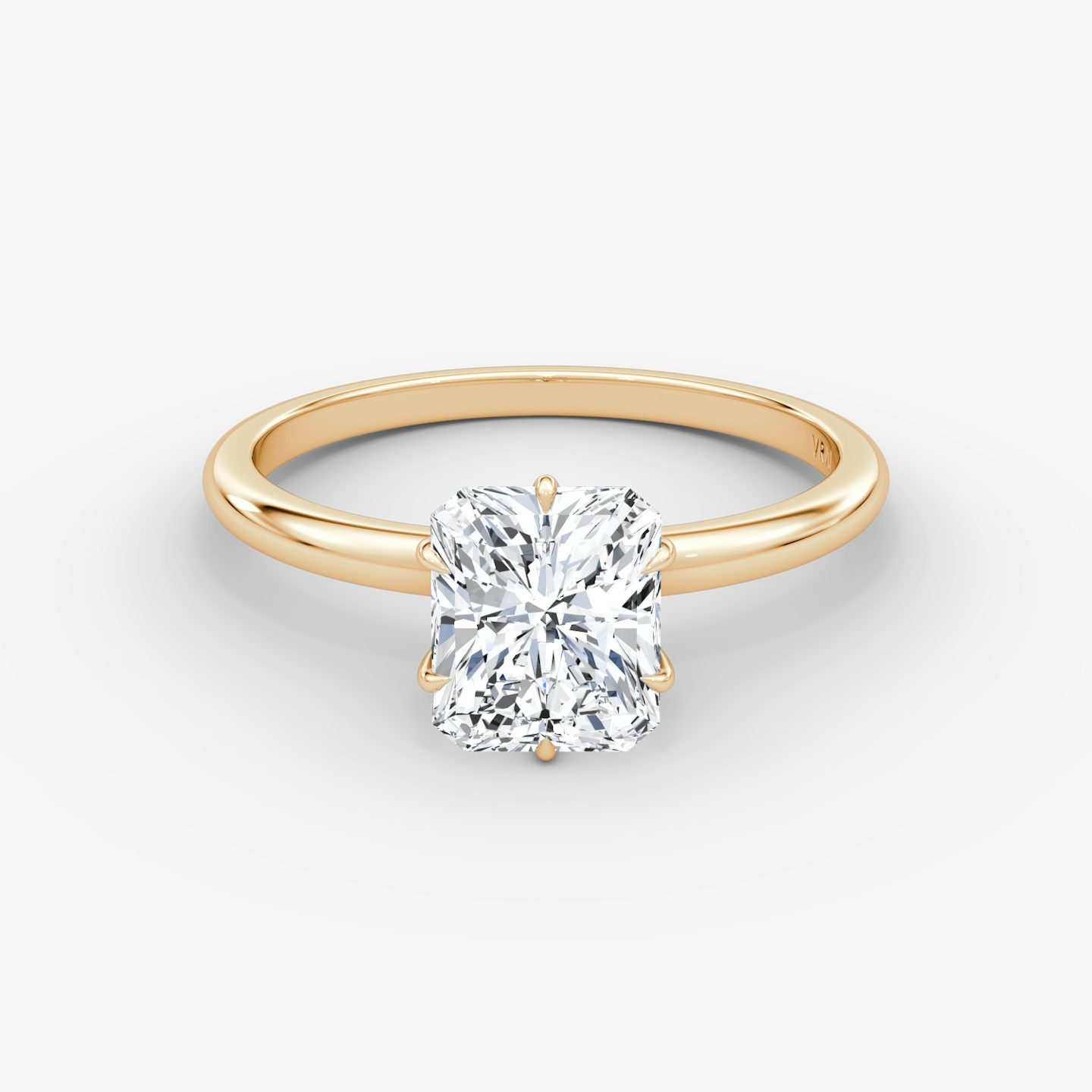 V | Radiant | 14k | Or rose | bandAccent: Simple | diamondOrientation: vertical | caratWeight: other
