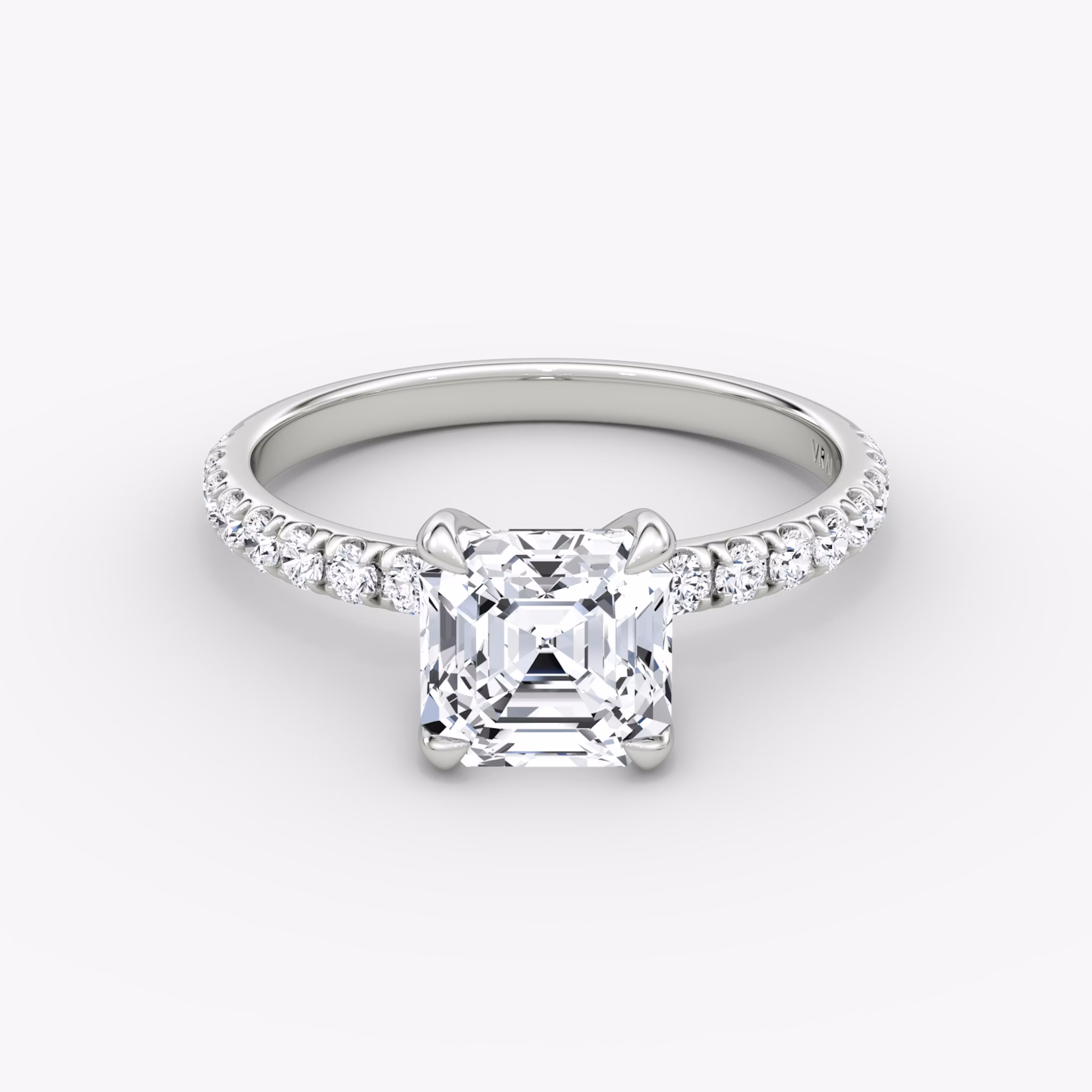 The Classic | Asscher | 18k | White Gold | bandAccent: Pavé | bandWidth: large | diamondOrientation: vertical | caratWeight: other
