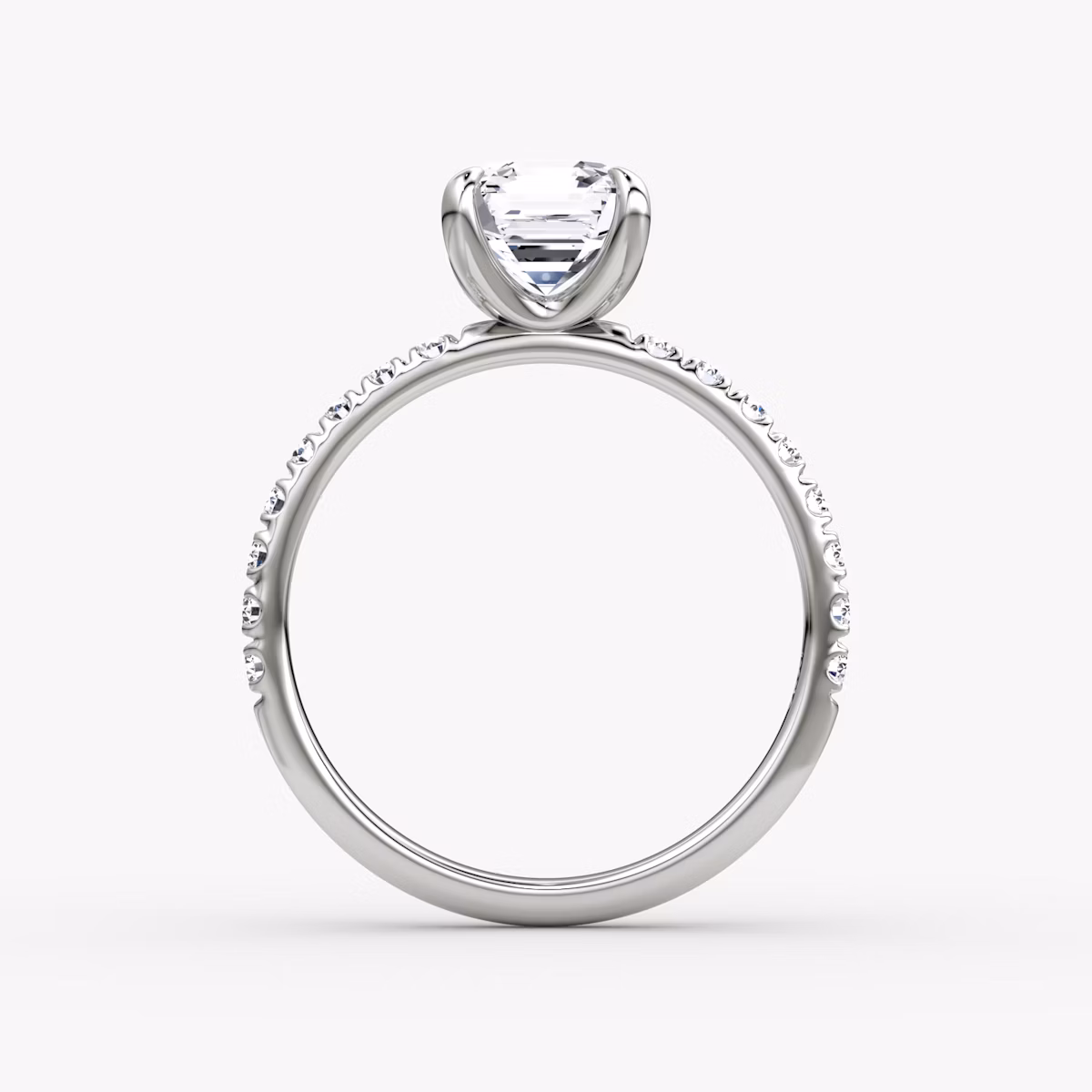 The Classic | Asscher | 18k | White Gold | bandAccent: Pavé | bandWidth: large | diamondOrientation: vertical | caratWeight: other
