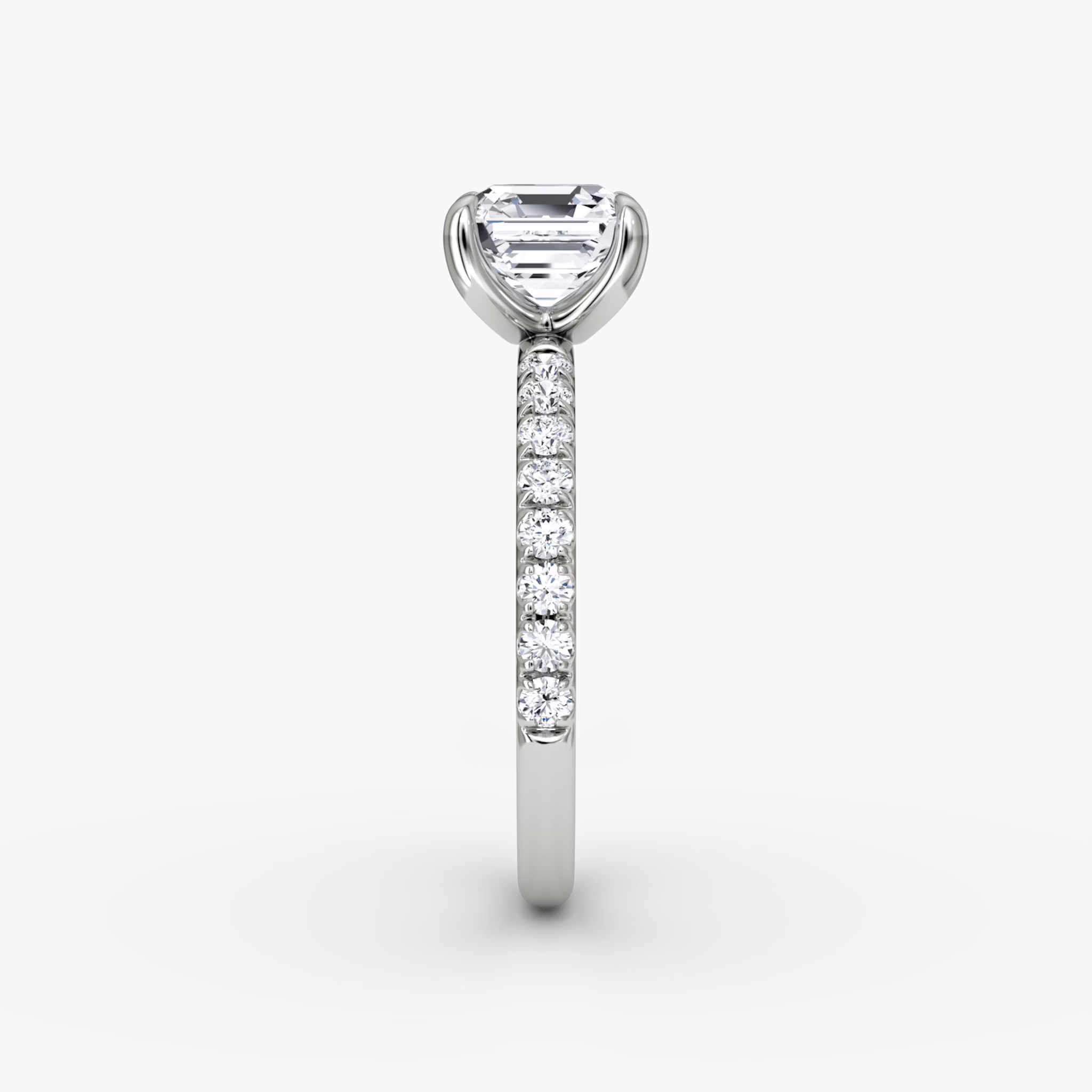 The Classic | Asscher | 18k | White Gold | bandAccent: Pavé | bandWidth: large | diamondOrientation: vertical | caratWeight: other