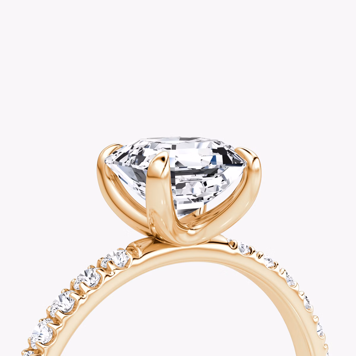 Classic | Asscher | 14k | Roségold | bandAccent: Mit Pavé-Besatz | bandWidth: large | diamondOrientation: vertical | caratWeight: other