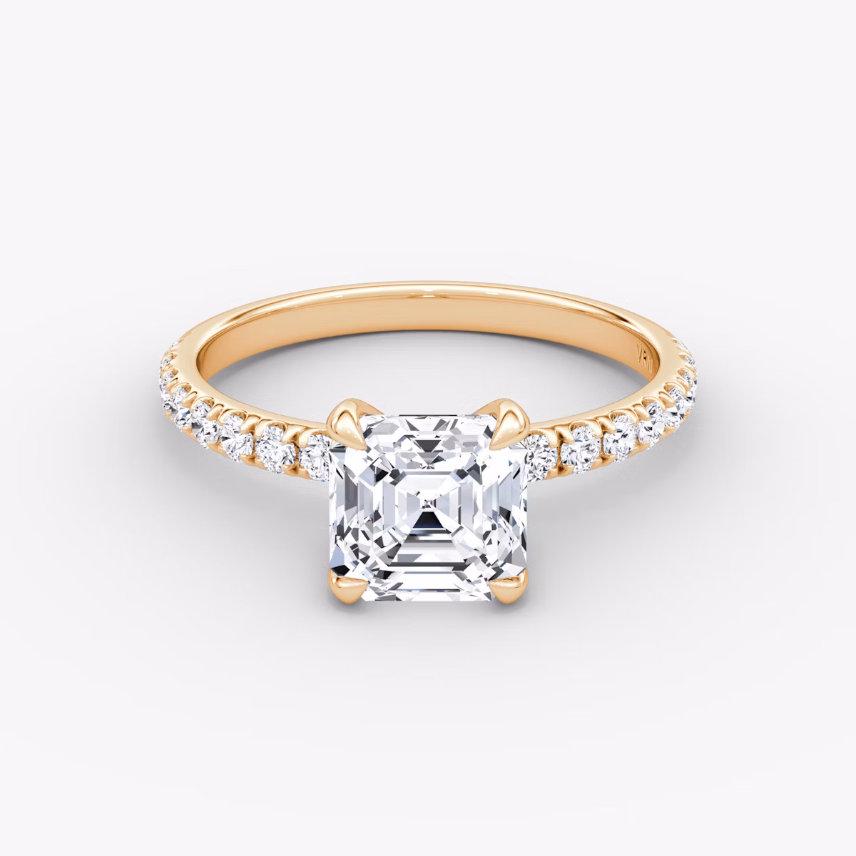 Classic | Asscher | 14k | Roségold | bandAccent: Mit Pavé-Besatz | bandWidth: large | diamondOrientation: vertical | caratWeight: other