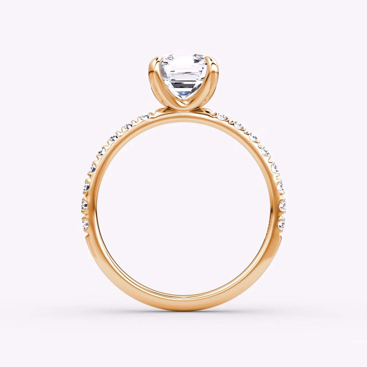 Classic | Asscher | 14k | Roségold | bandAccent: Mit Pavé-Besatz | bandWidth: large | diamondOrientation: vertical | caratWeight: other