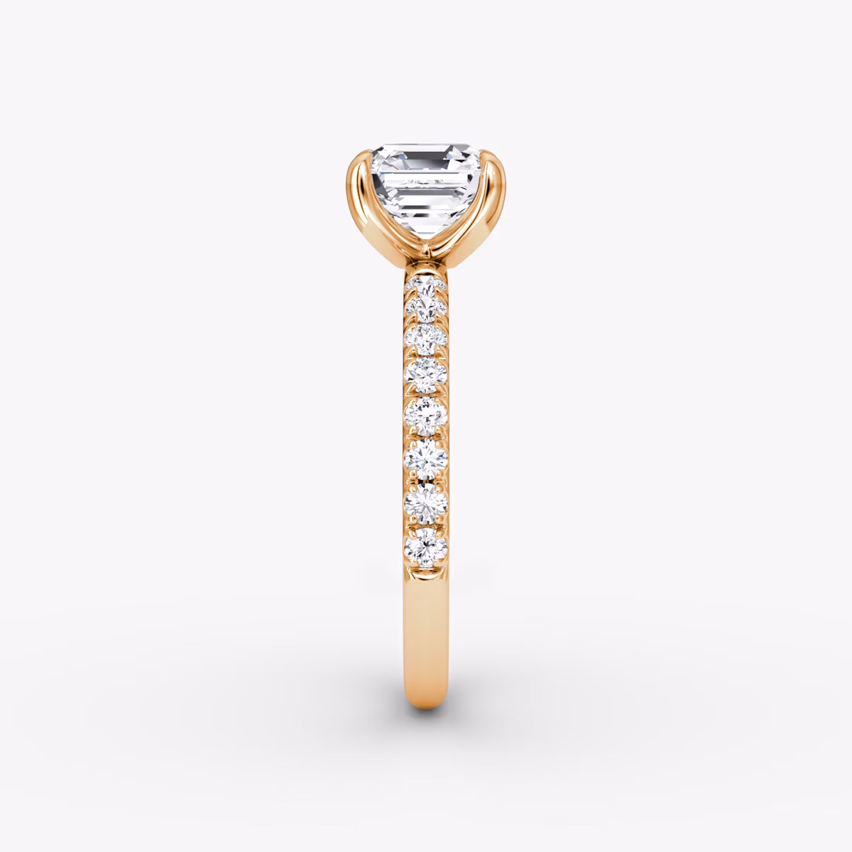 Classic | Asscher | 14k | Roségold | bandAccent: Mit Pavé-Besatz | bandWidth: large | diamondOrientation: vertical | caratWeight: other