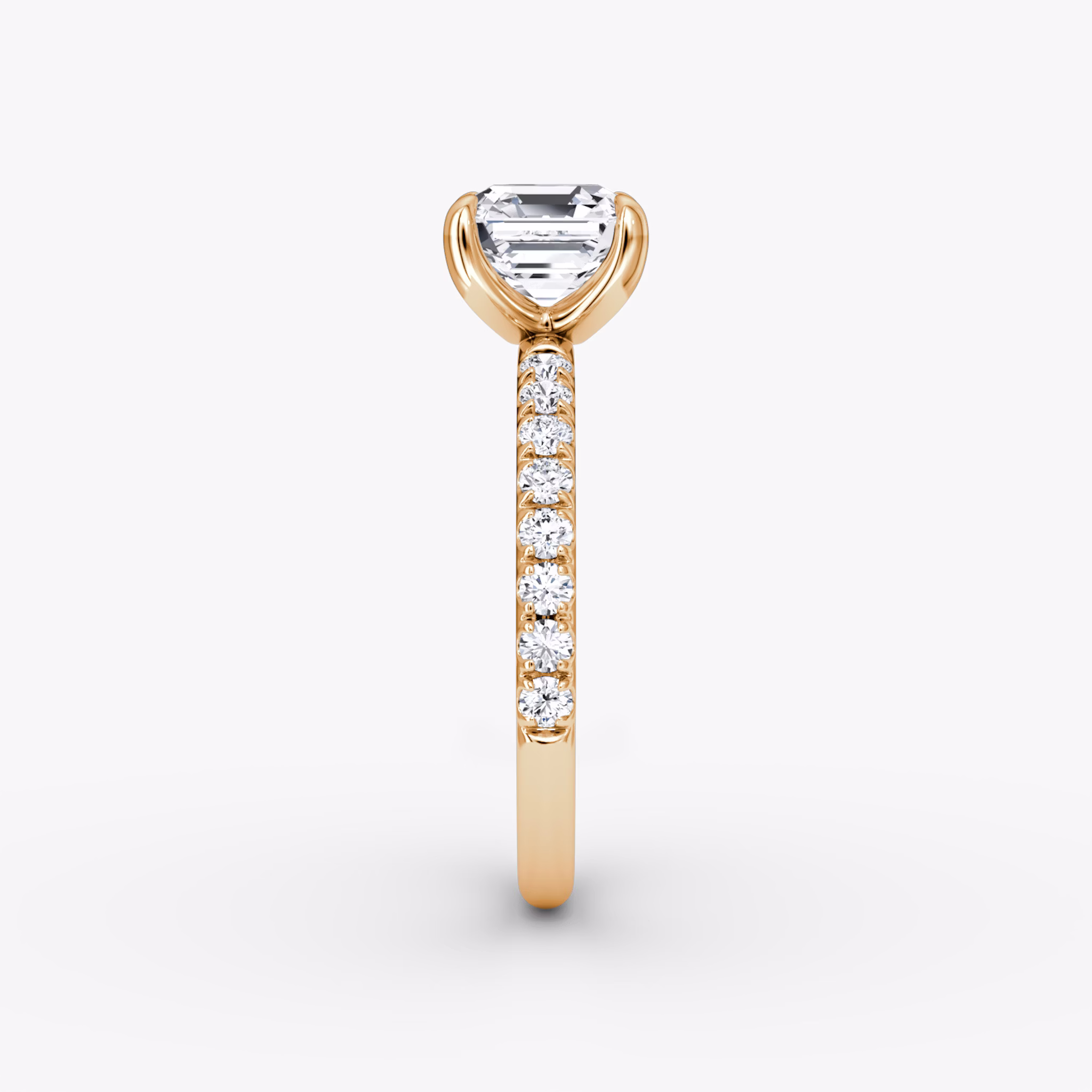 The Classic | Asscher | 14k | Rose Gold | bandAccent: Pavé | bandWidth: large | diamondOrientation: vertical | caratWeight: other