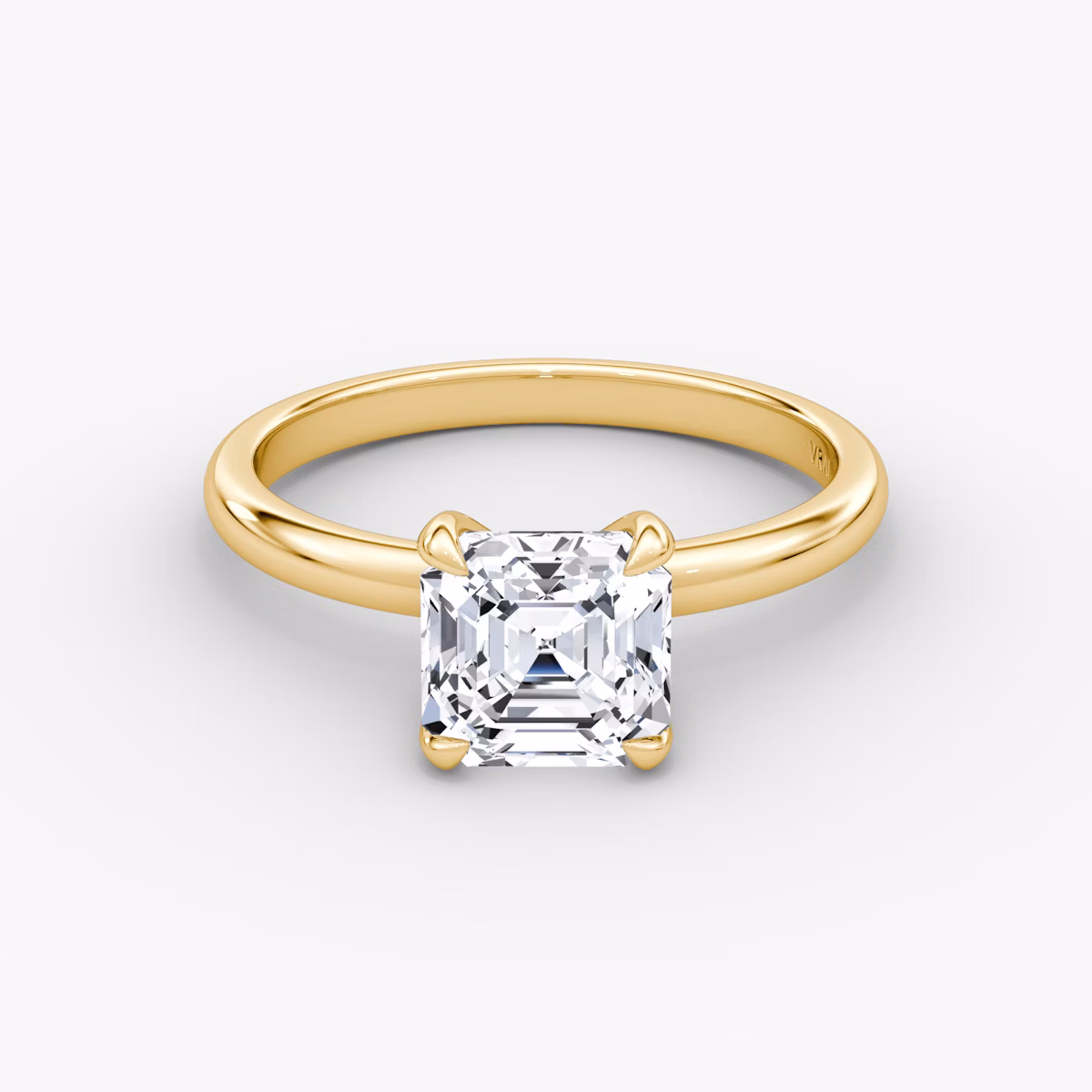The Classic | Asscher | 18k | Yellow Gold | bandAccent: Plain | bandWidth: large | diamondOrientation: vertical | caratWeight: other