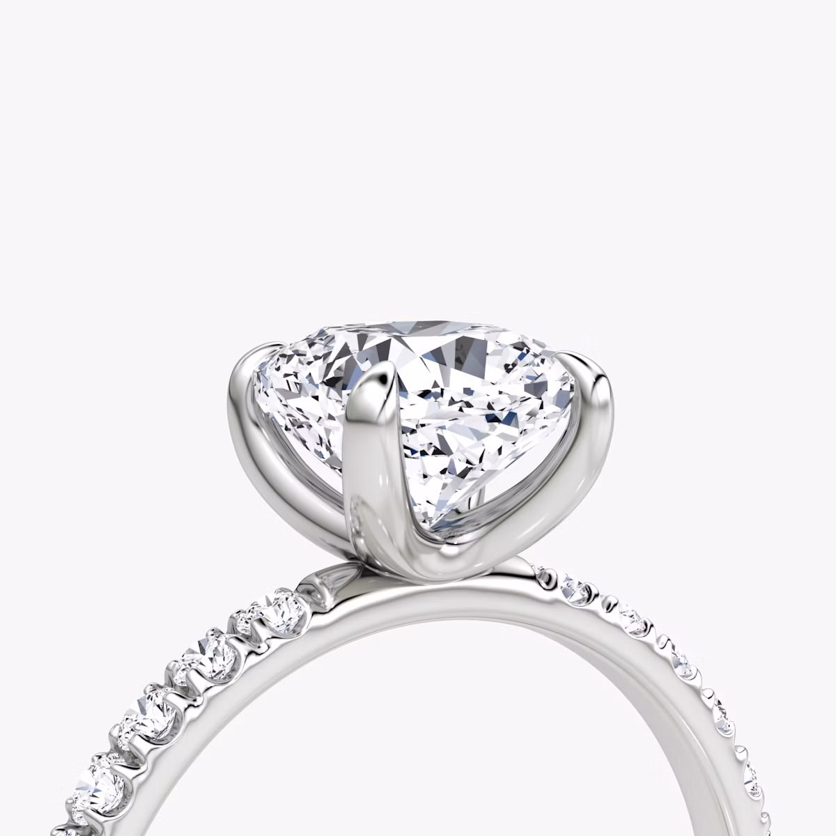 The Classic | Cushion | Platinum | bandAccent: Pavé | bandWidth: large | diamondOrientation: vertical | caratWeight: other