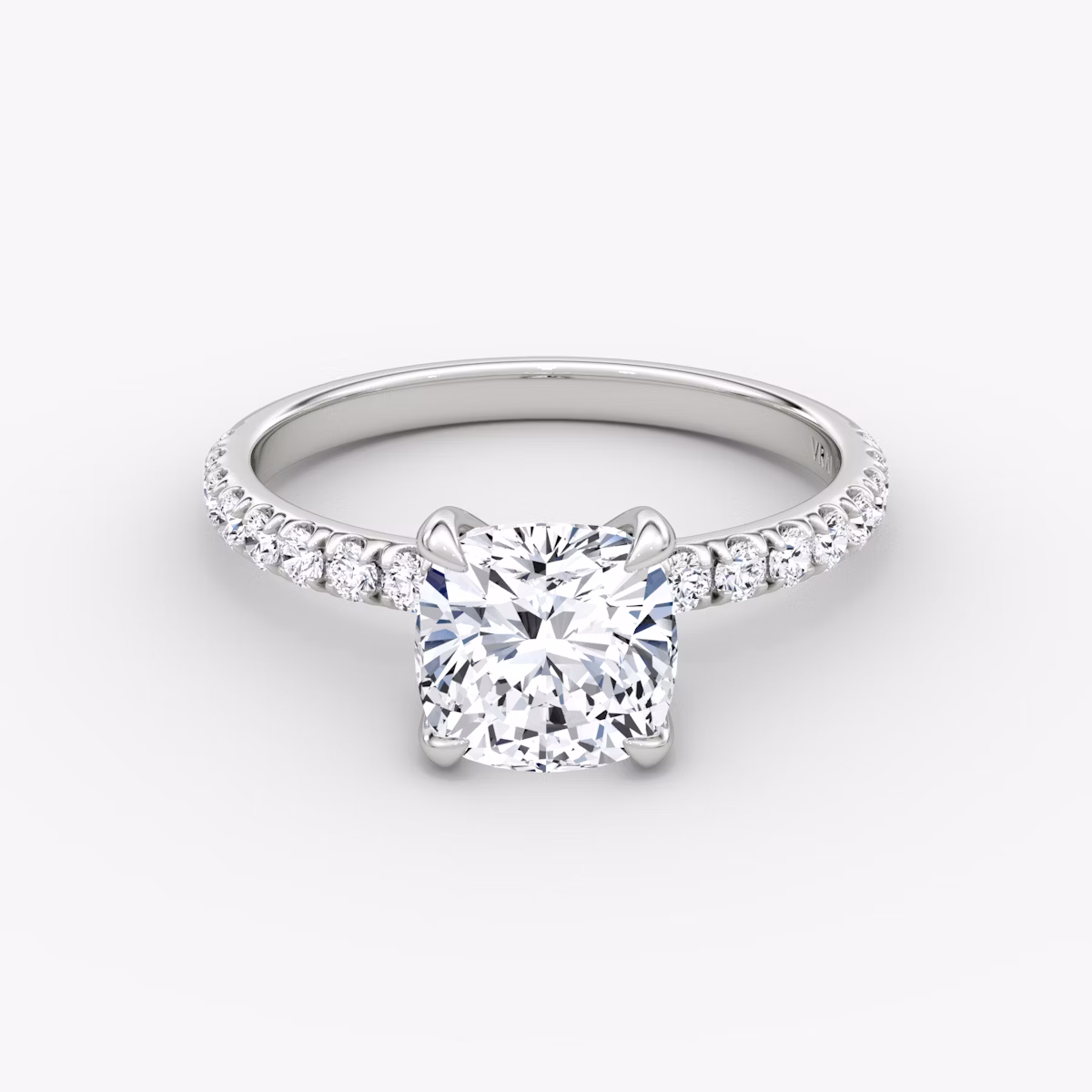 The Classic | Cushion | Platinum | bandAccent: Pavé | bandWidth: large | diamondOrientation: vertical | caratWeight: other