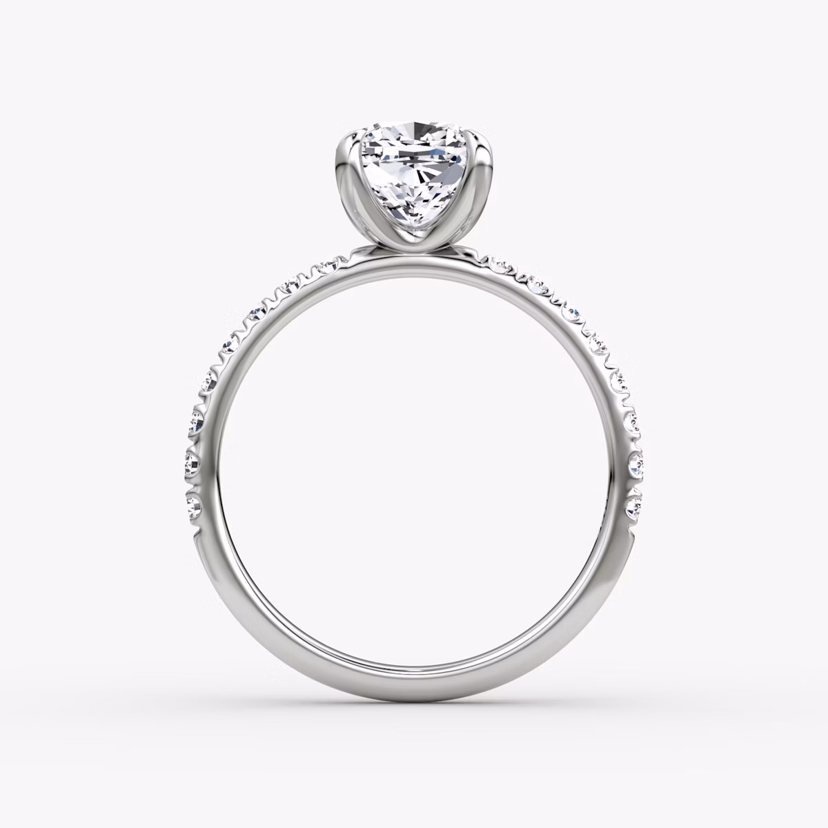 The Classic | Cushion | Platinum | bandAccent: Pavé | bandWidth: large | diamondOrientation: vertical | caratWeight: other