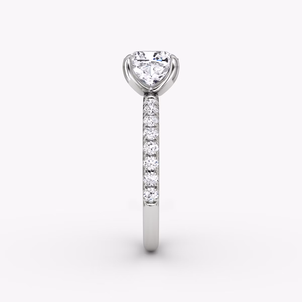 The Classic | Cushion | Platinum | bandAccent: Pavé | bandWidth: large | diamondOrientation: vertical | caratWeight: other
