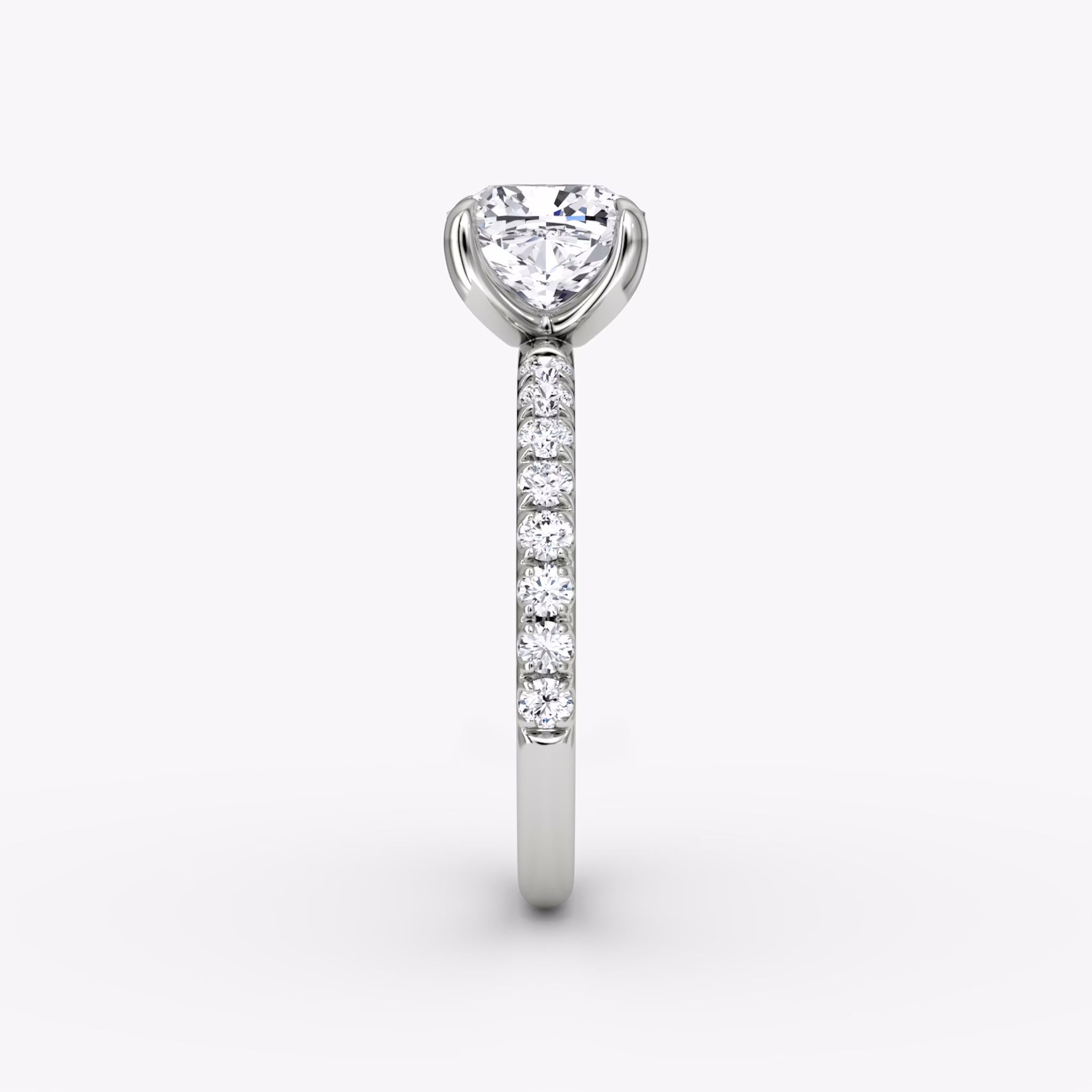 The Classic | Cushion | 18k | White Gold | bandAccent: Pavé | bandWidth: large | diamondOrientation: vertical | caratWeight: other