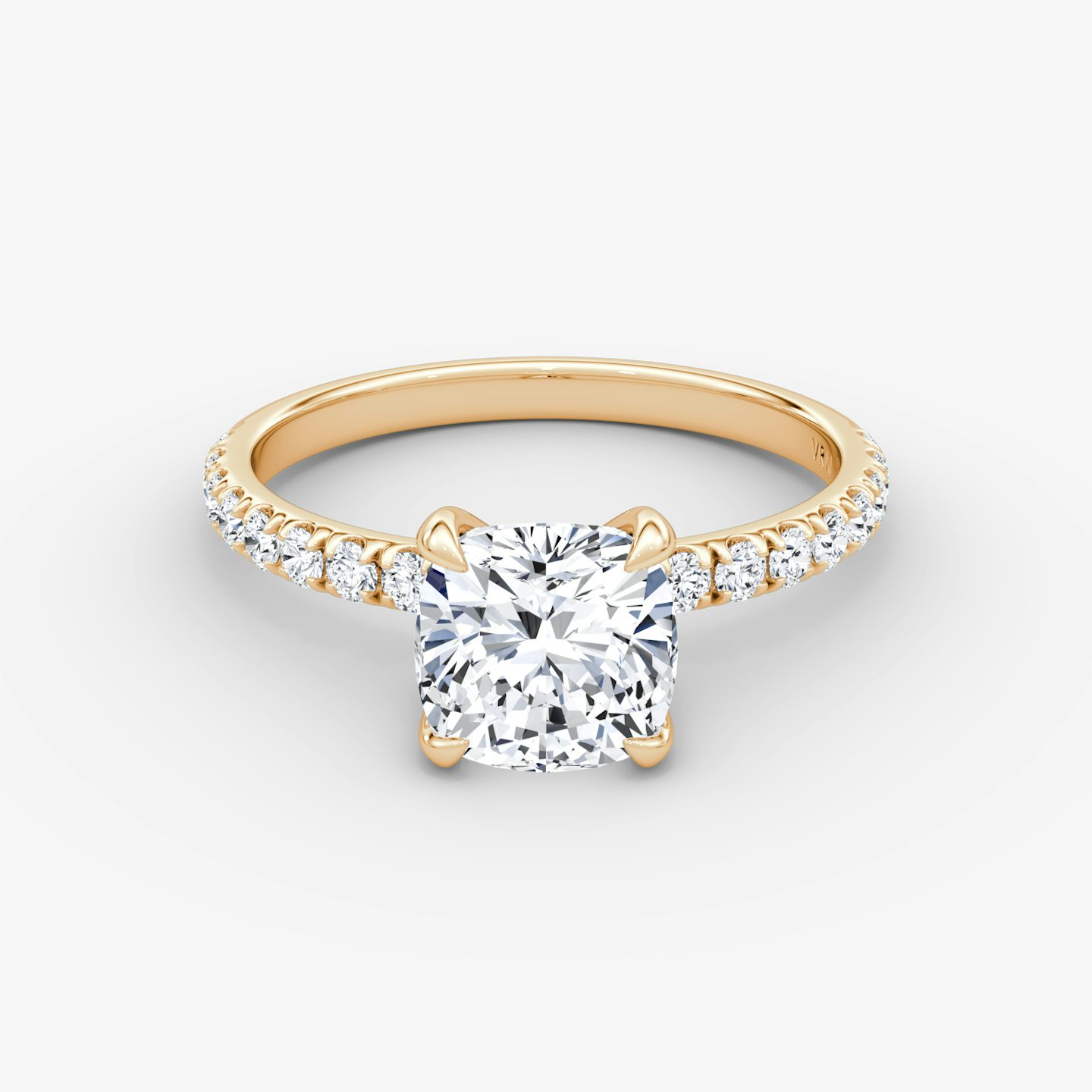 Classic | Cushion | 14k | Roségold | bandAccent: Mit Pavé-Besatz | bandWidth: large | diamondOrientation: vertical | caratWeight: other