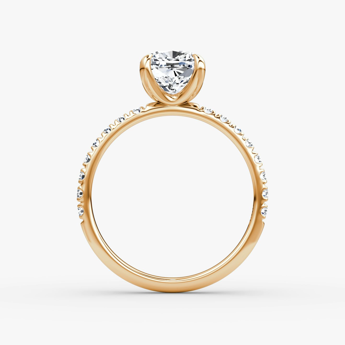 Classic | Cushion | 14k | Roségold | bandAccent: Mit Pavé-Besatz | bandWidth: large | diamondOrientation: vertical | caratWeight: other