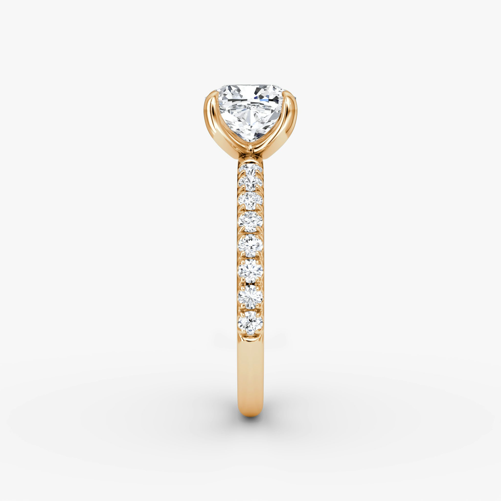 The Classic | Cushion | 14k | Rose Gold | bandAccent: Pavé | bandWidth: large | diamondOrientation: vertical | caratWeight: other