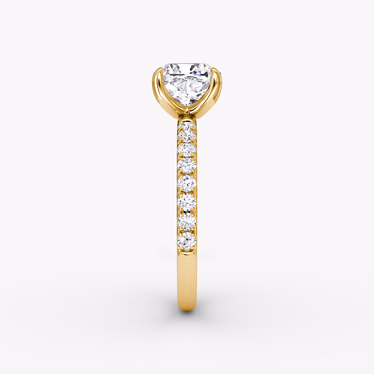 The Classic | Cushion | 18k | Yellow Gold | bandAccent: Pavé | bandWidth: large | diamondOrientation: vertical | caratWeight: other