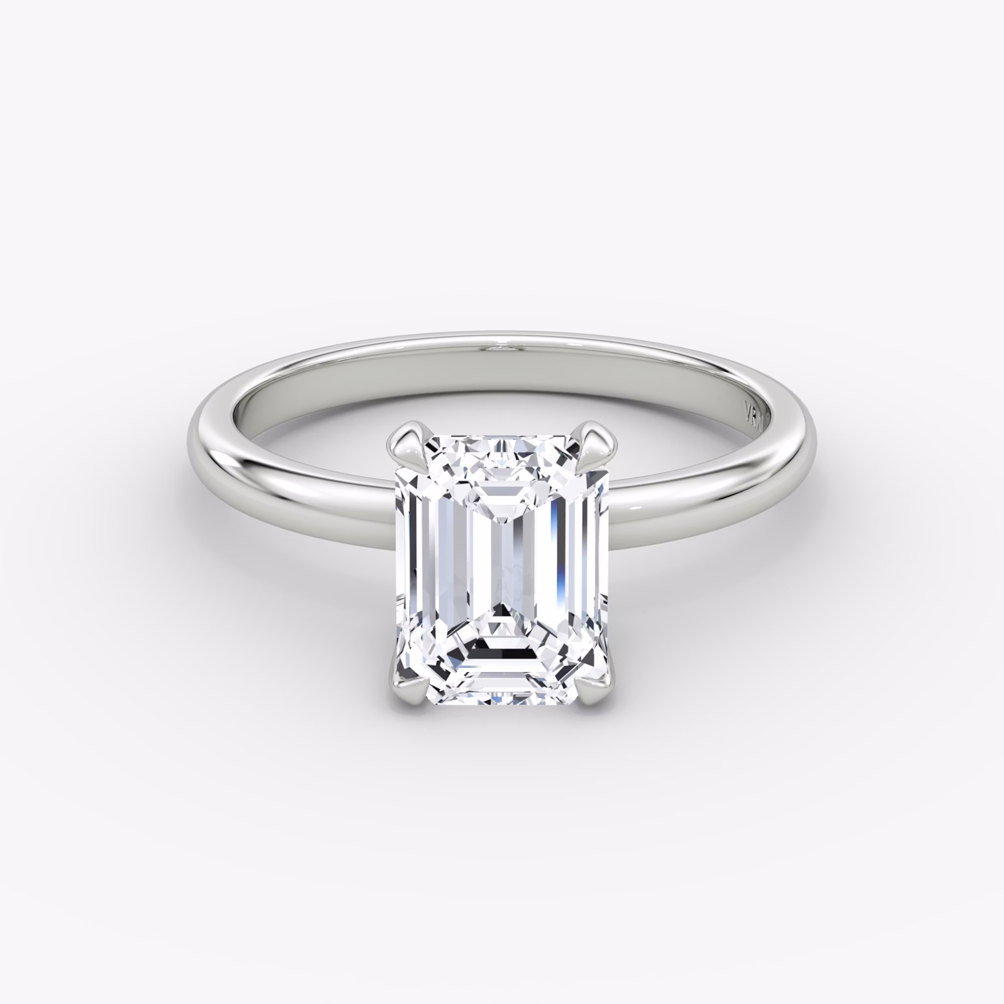 The Classic | Emerald | 18k | White Gold | bandAccent: Plain | bandWidth: large | diamondOrientation: vertical | caratWeight: other