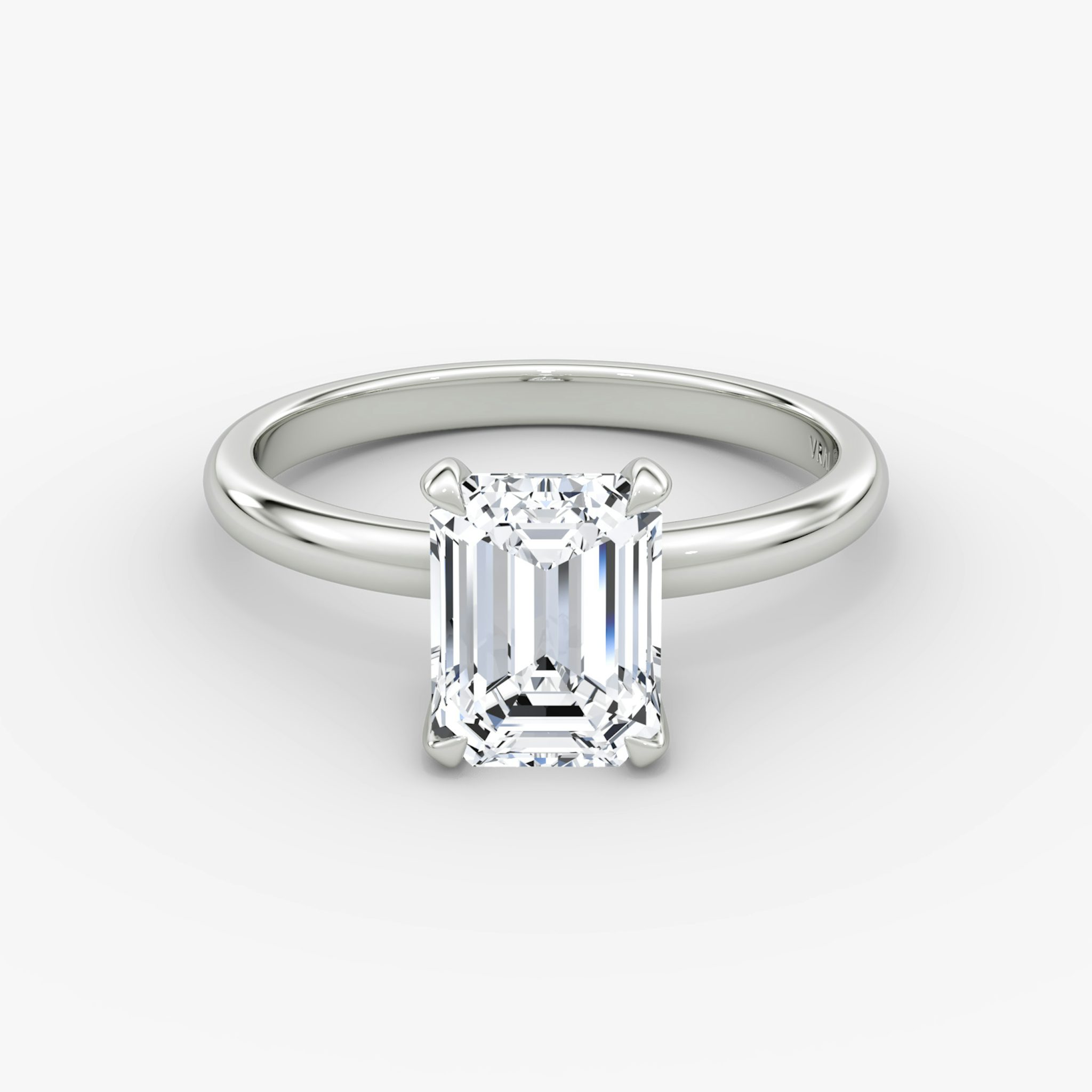 The Classic | Emerald | 18k | White Gold | bandAccent: Plain | bandWidth: large | diamondOrientation: vertical | caratWeight: other