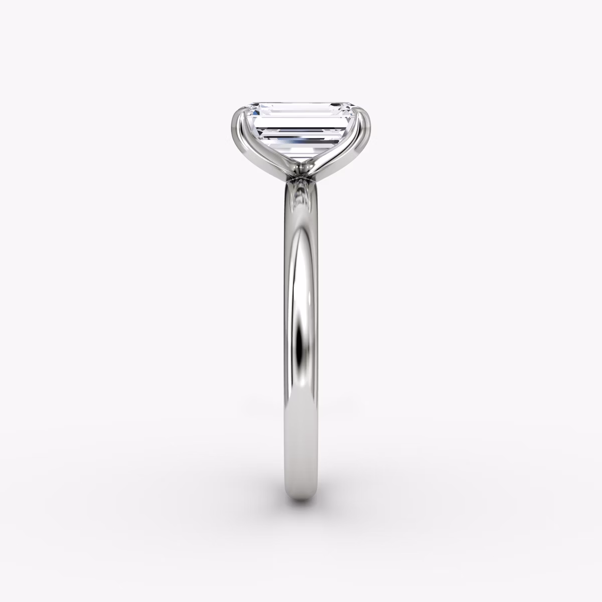 The Classic | Emerald | 18k | White Gold | bandAccent: Plain | bandWidth: large | diamondOrientation: vertical | caratWeight: other
