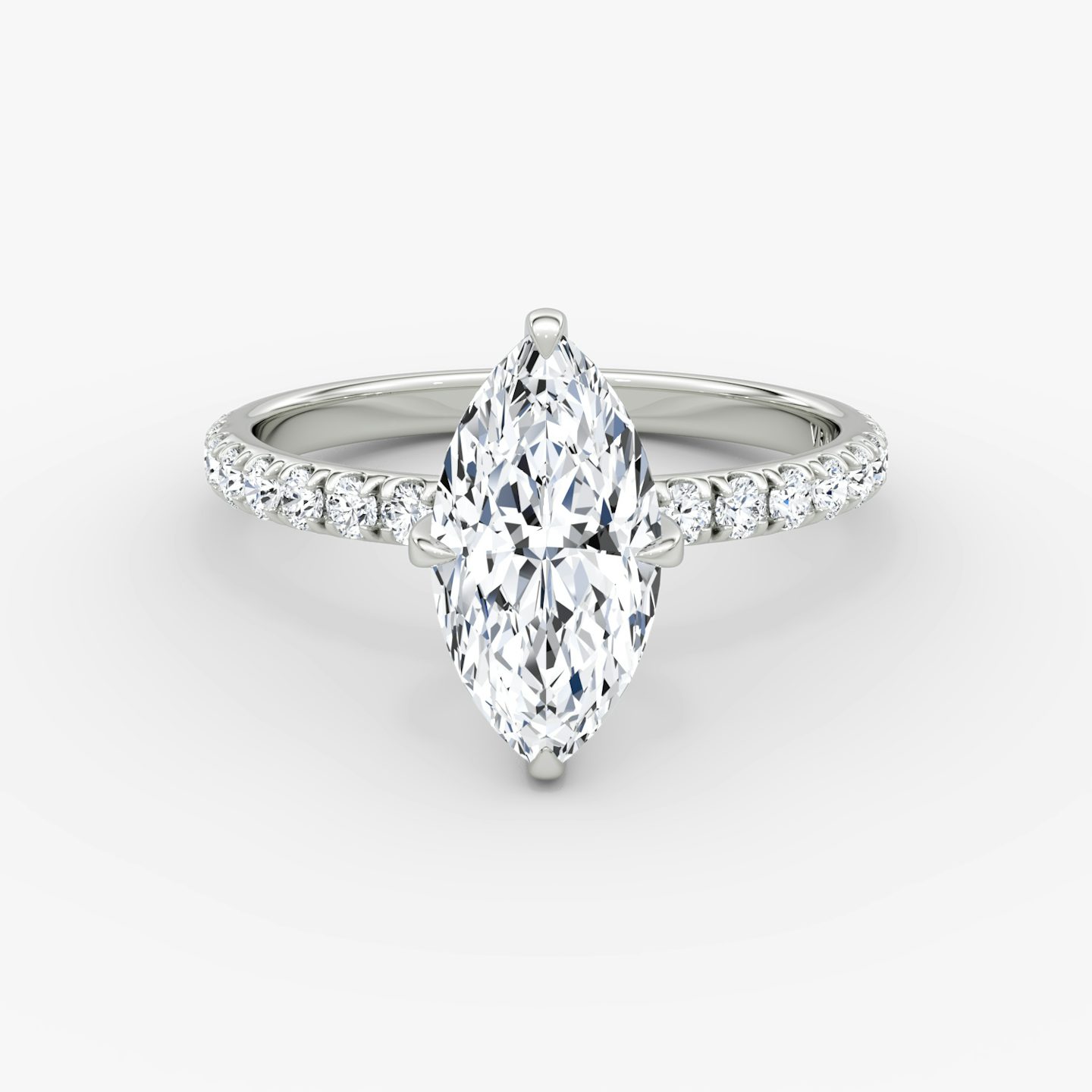 The Classic | Marquise | 18k | White Gold | bandAccent: Pavé | bandWidth: large | diamondOrientation: vertical | caratWeight: other