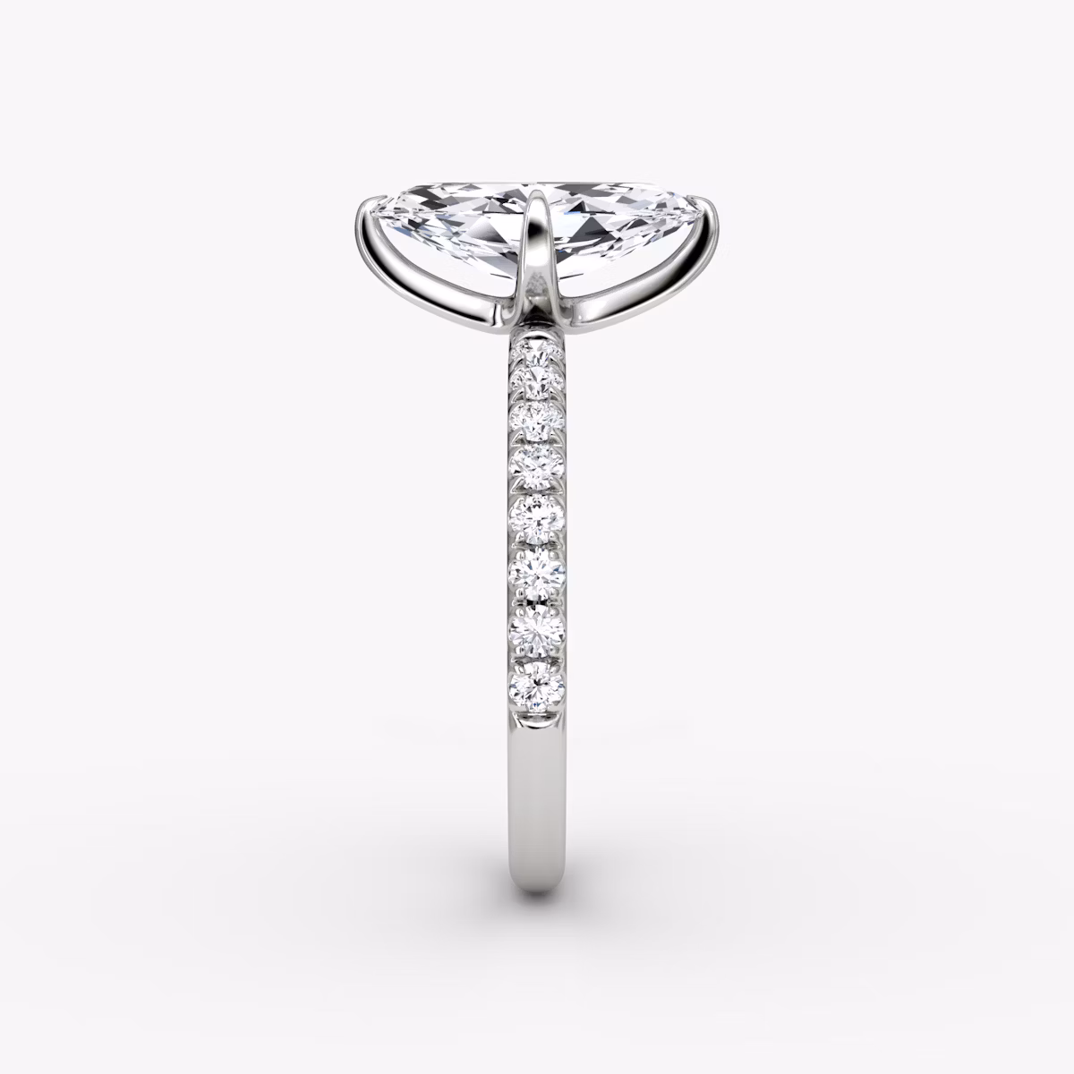 The Classic | Marquise | Platinum | bandAccent: Pavé | bandWidth: large | diamondOrientation: vertical | caratWeight: other