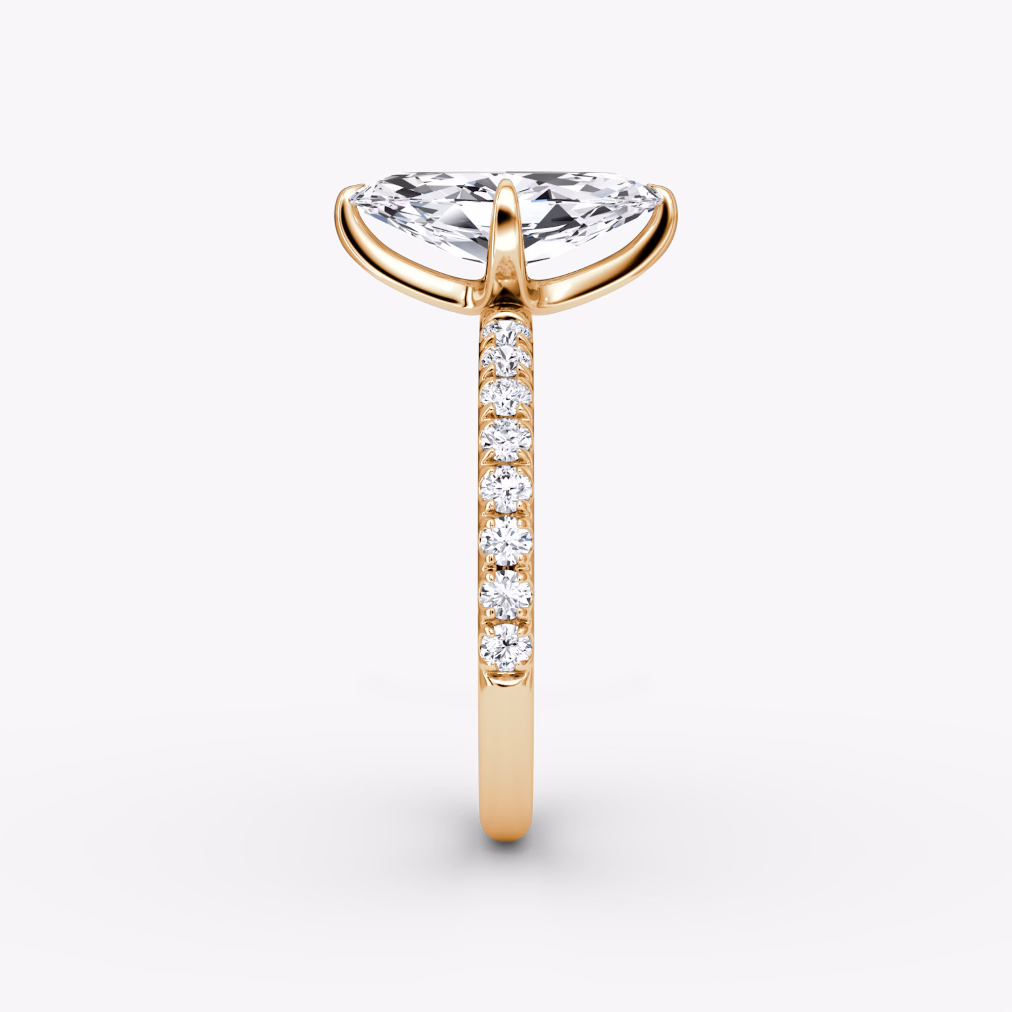 The Classic | Marquise | 14k | Rose Gold | bandAccent: Pavé | bandWidth: large | diamondOrientation: vertical | caratWeight: other