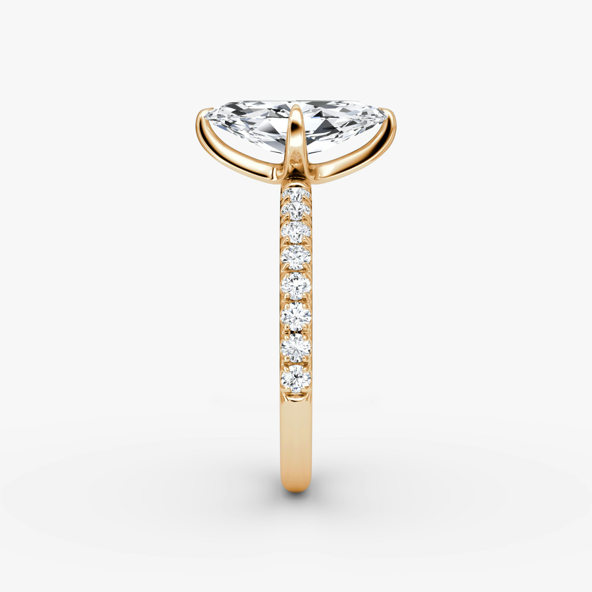 The Classic | Marquise | 14k | Rose Gold | bandAccent: Pavé | bandWidth: large | diamondOrientation: vertical | caratWeight: other