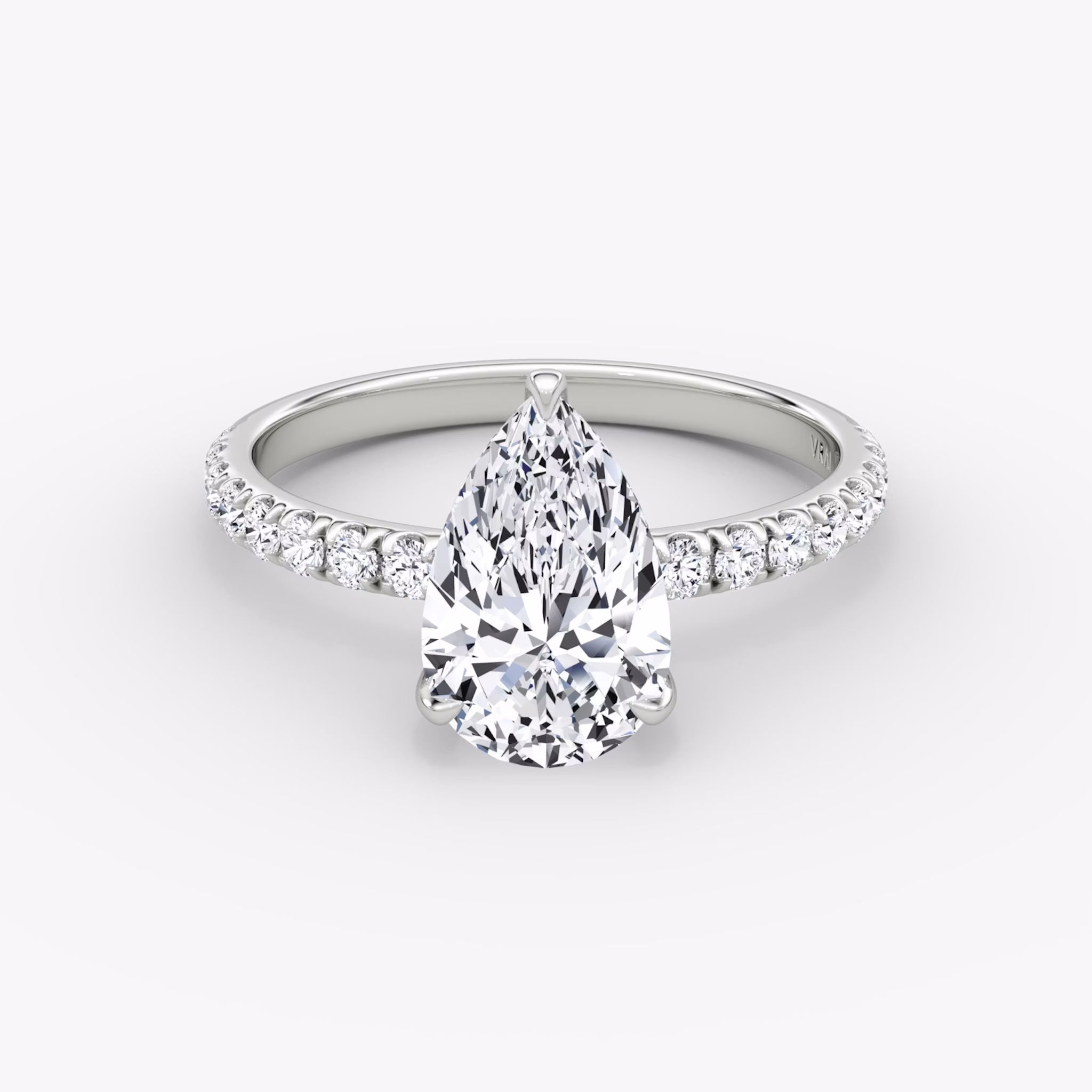 The Classic | Pear | Platinum | bandAccent: Pavé | bandWidth: large | diamondOrientation: vertical | caratWeight: other