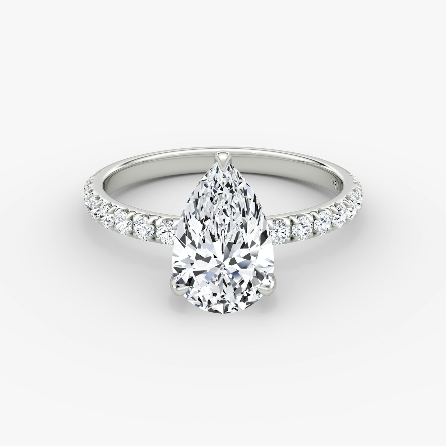 The Classic | Pear | Platinum | bandAccent: Pavé | bandWidth: large | diamondOrientation: vertical | caratWeight: other
