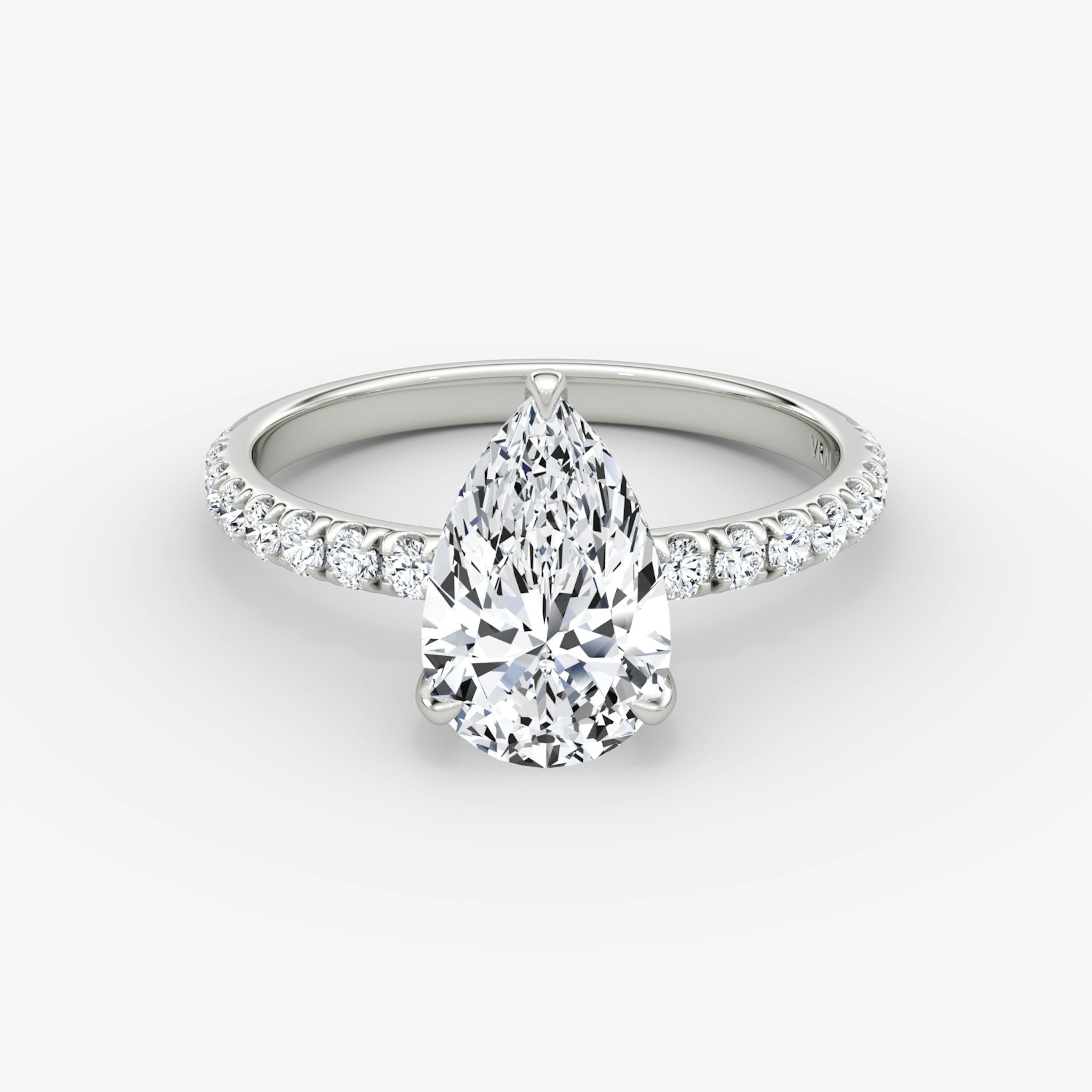 The Classic | Pear | Platinum | bandAccent: Pavé | bandWidth: large | diamondOrientation: vertical | caratWeight: other